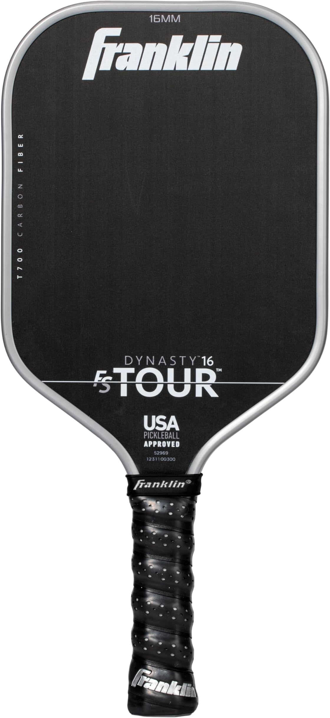 Pro Pickleball Paddles - FS Tour Series Raw Carbon Fiber T700 - USA Pickleball Approved - Unibody Epoxy Resin Injected Edge - Dynasty + Tempo - 14mm/16mm Core - Gray, Blue + Pink