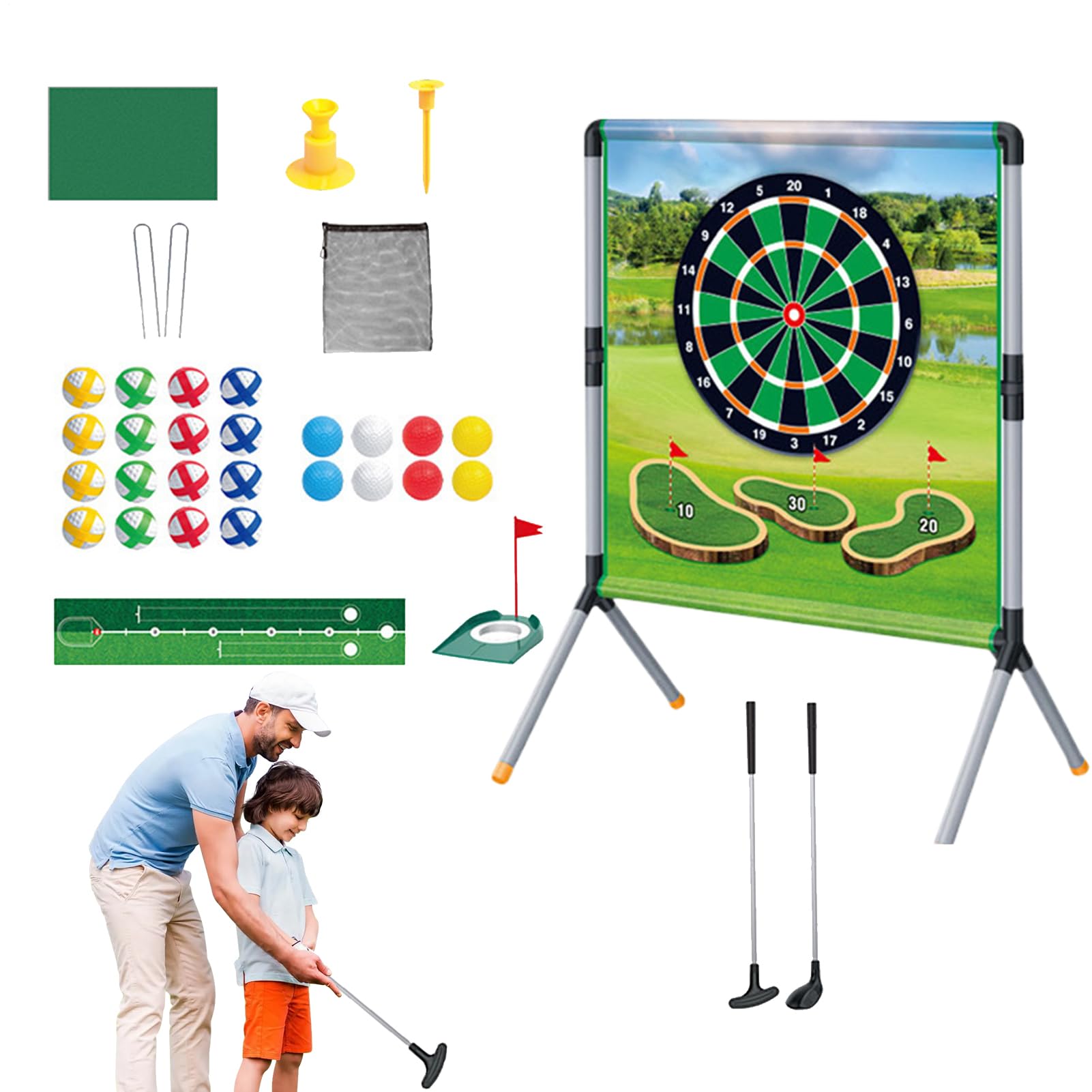 Gioco Di Avvicinamento Golf, Stuoia di Colpo Golf Gioco di Lancio, Accessori Sportivi con Palle, Tees E Putting Mat per, Feste E All'aperto