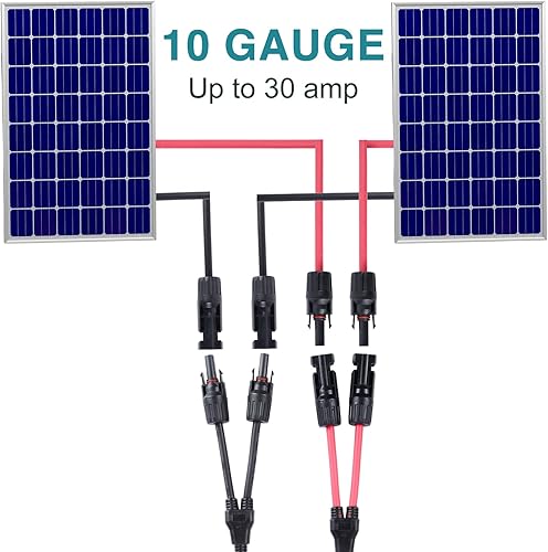 Miniatura 5 de Brightfour Conectores de panel solar Y rama 30A, divisor solar 10 AWG, conectores paralelos de panel solar 1 a 2 cables Kit de herramientas de