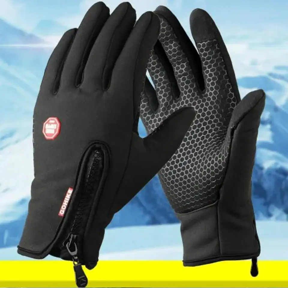Luvas de inverno impermeáveis para esqui e neve, térmicas à prova de vento com dedos sensíveis ao toque, para corrida, esportes ao ar livre, trabalho diário