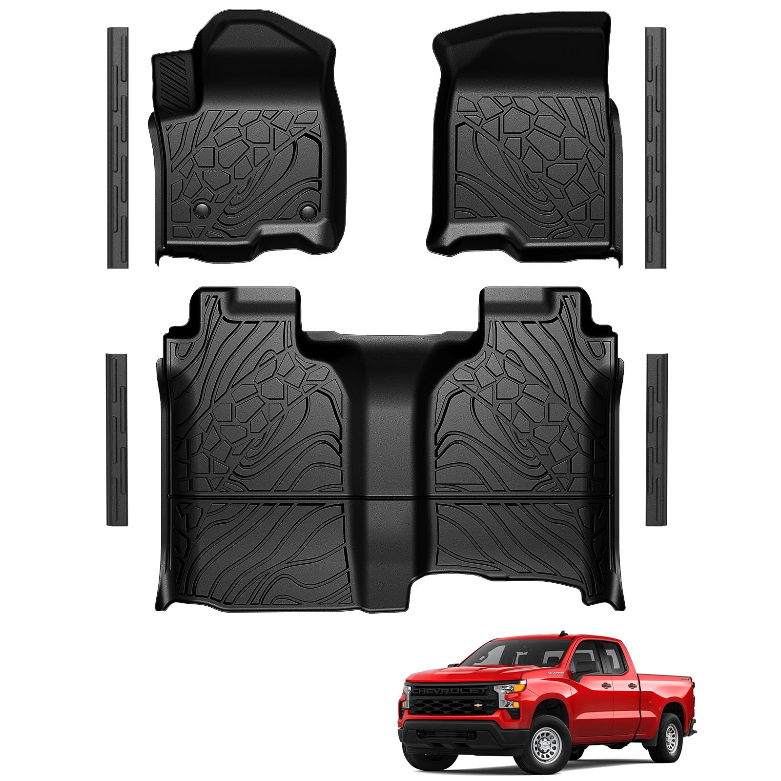 LUMWAY TPE Floor Mats for Silverado Crew Cab