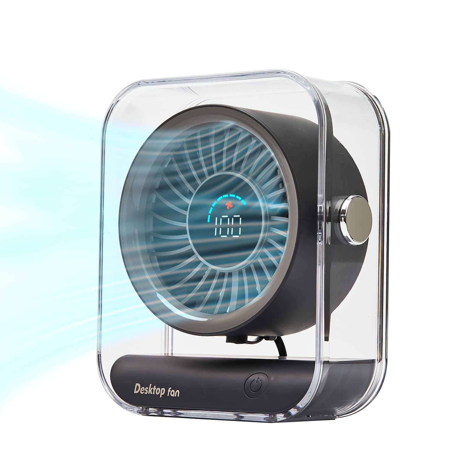 Yonchyoly Desk Fan, portable USB Recharging,Strong Airflow Fan Quiet Digital