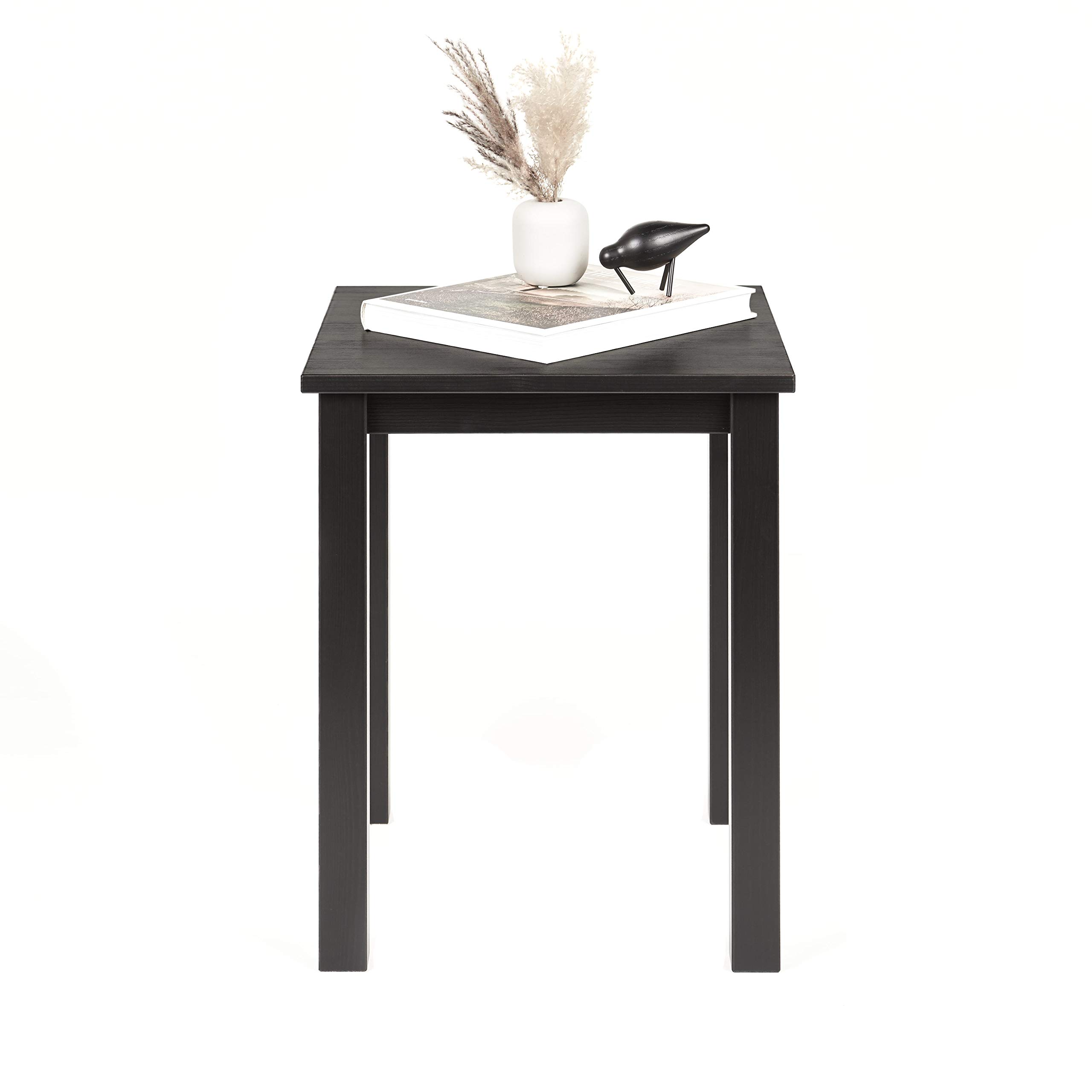 table Table basse salon moderne en bois massif, Pin nordique massif, 45 x 45 cm, hauteur 55 cm, noir