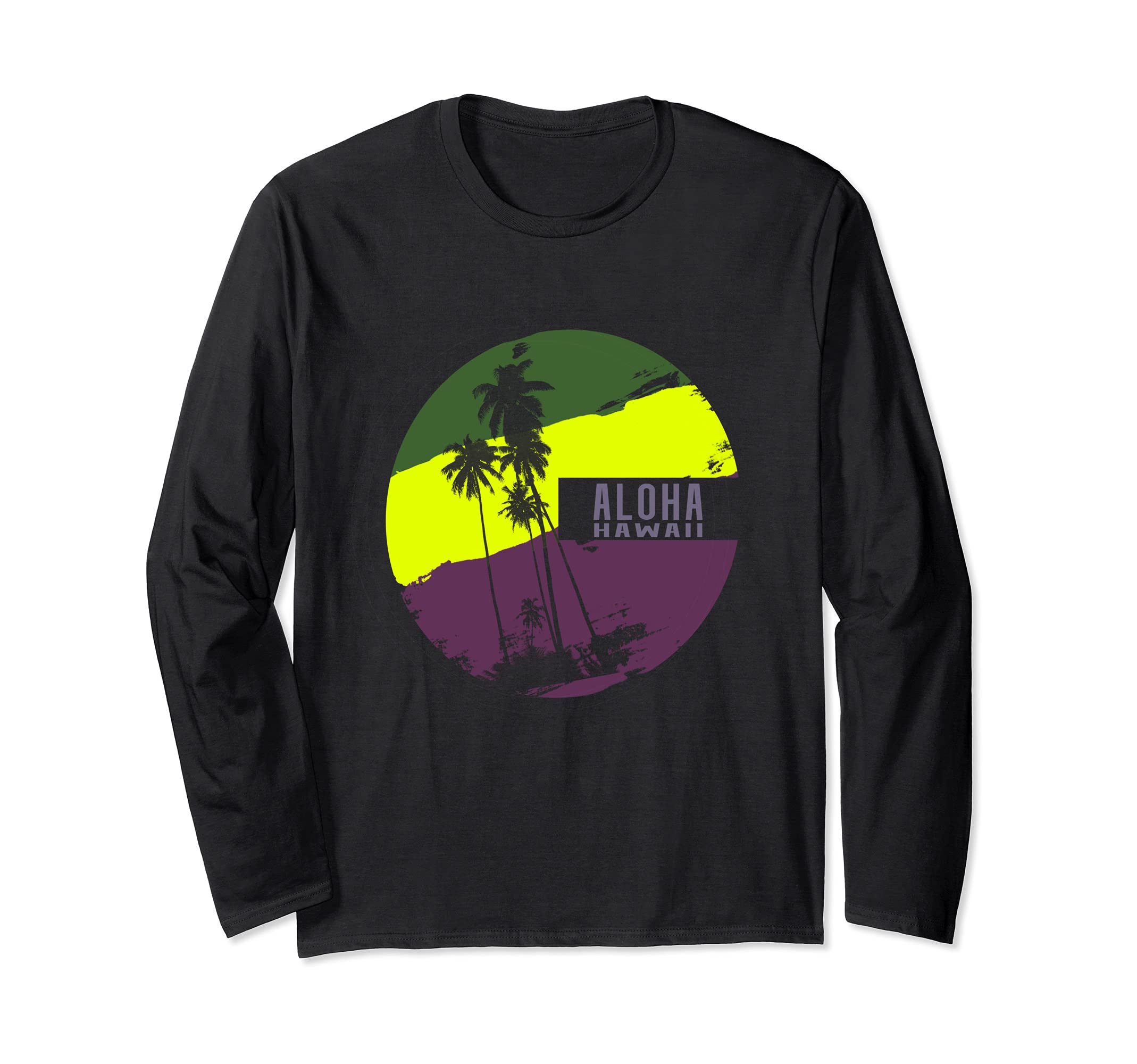 Aloha Hawaii Vintage Circle with Palm Trees Long Sleeve T-Shirt