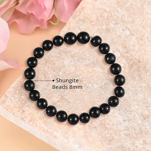 Miniatura 5 de SHOP LC DELIVERING JOY Beads Pain Relief Meditation Anxiety Karelian Shungite Stretch Beaded Bracelet for Women Jewelry Birthday for Women