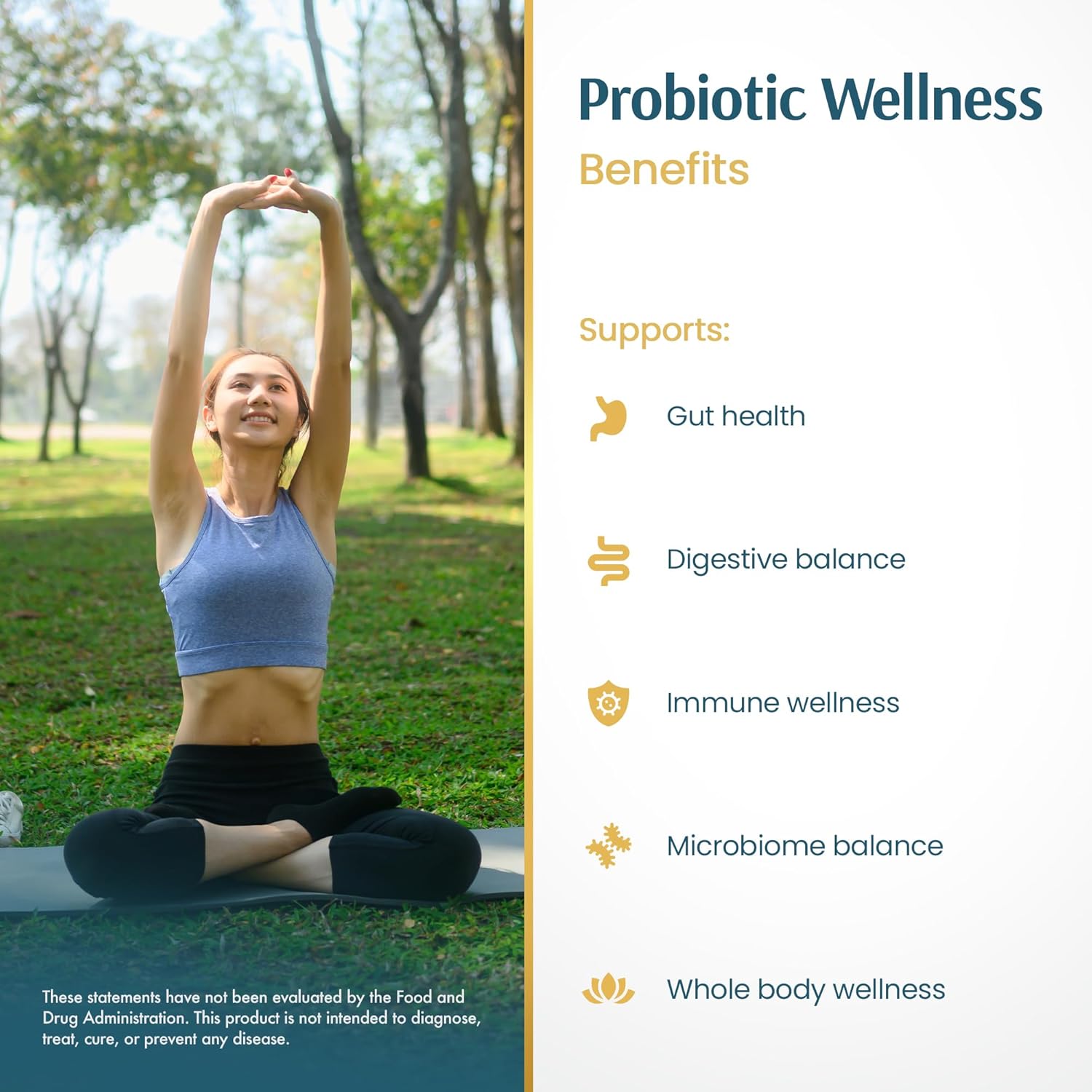 Vykee Nutrition Daily Probiotic Capsules 50 Billion CFU with Prebiotic and 11 Strain Formula for Digestive Support and Wellness - Vegan Non GMO - 60 Capsules