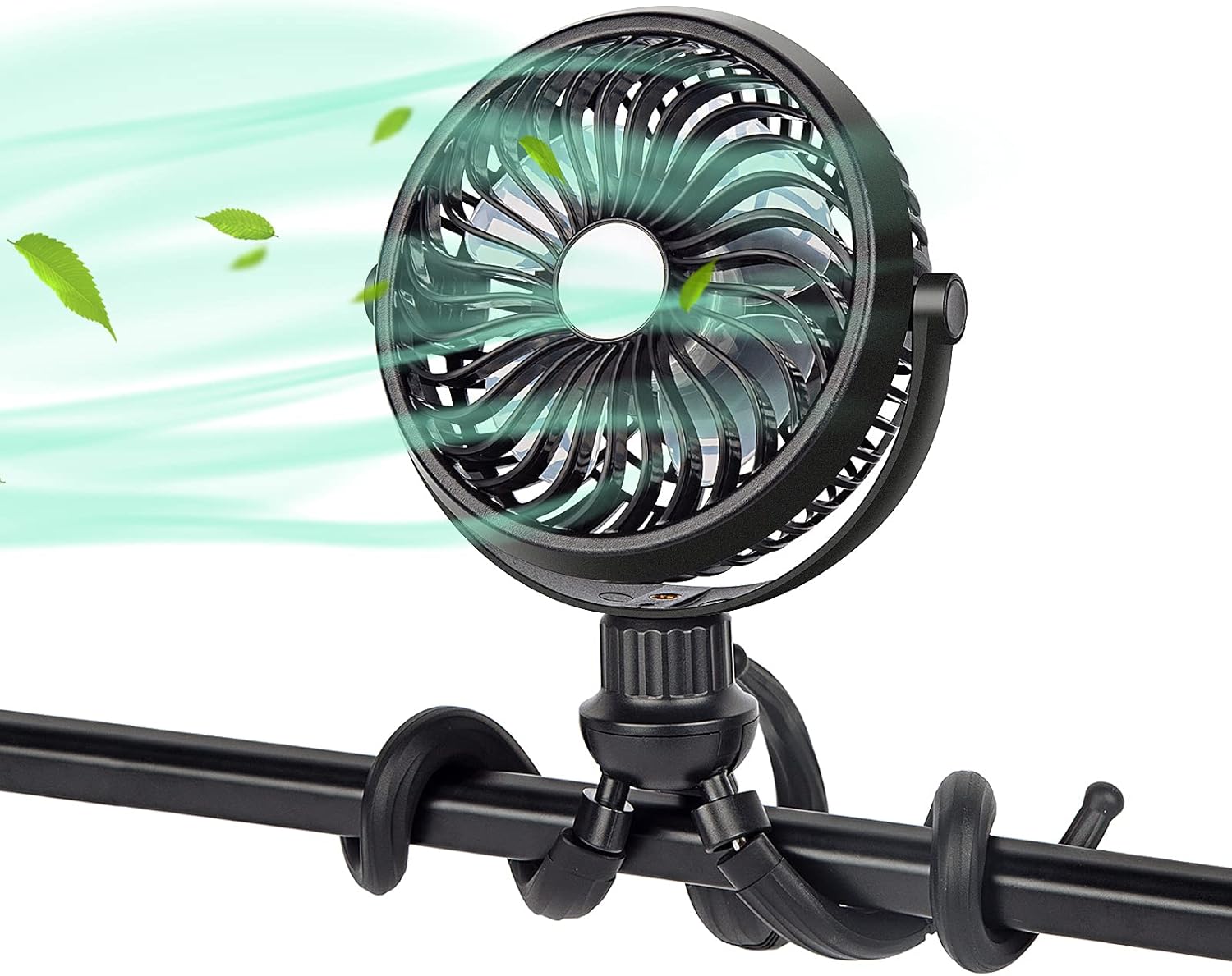 SkyGenius Handheld Stroller Battery Operated Fan for Baby, Personal Portable Fan with Rechargeable Battery, Flexible Tripod Clip on Fan for Carseat, Stroller, Crib or Beach Umbrella (Black) SkyGenius Handheld Stroller Battery Operated Fan for Baby, Personal Portable Fan with Rechargeable Battery, Flexible Tripod Clip on Fan for Carseat, Stroller, Crib or Beach Umbrella (Black)