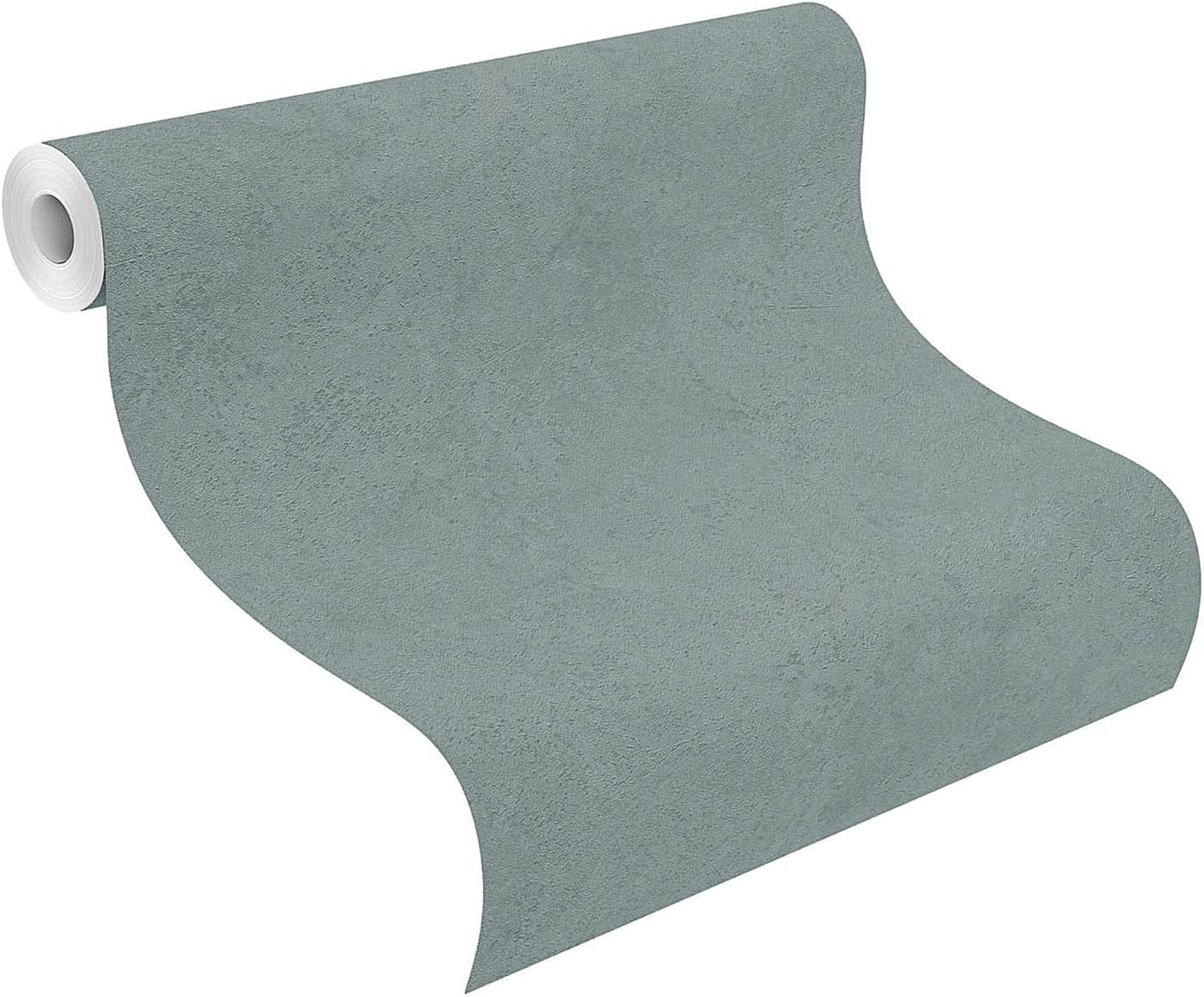 Rasch Factory V Collection 315172 Non-Woven Wallpaper in Green Metallic Plain Concrete Look Structure