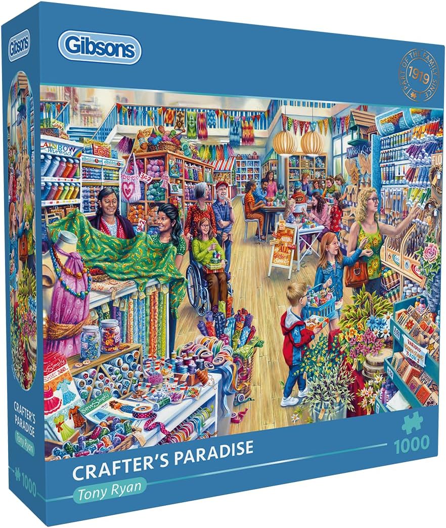 Gibsons Crafters Paradise 1000 Piece Jigsaw Puzzle for Adults Beautiful Colourful Art Craft Hobby Shop Sustainable Premium 100% Recycled Board | Great Gift | Gibsons Games