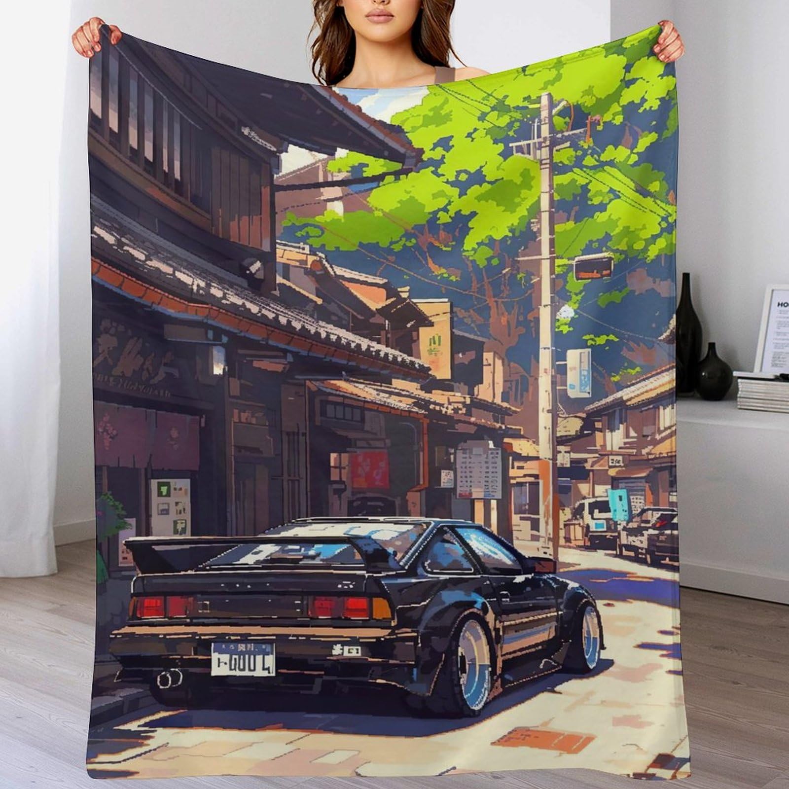 Couverture polaire voiture de sport en flannel douce pour lit et canapé de 150x200 cm