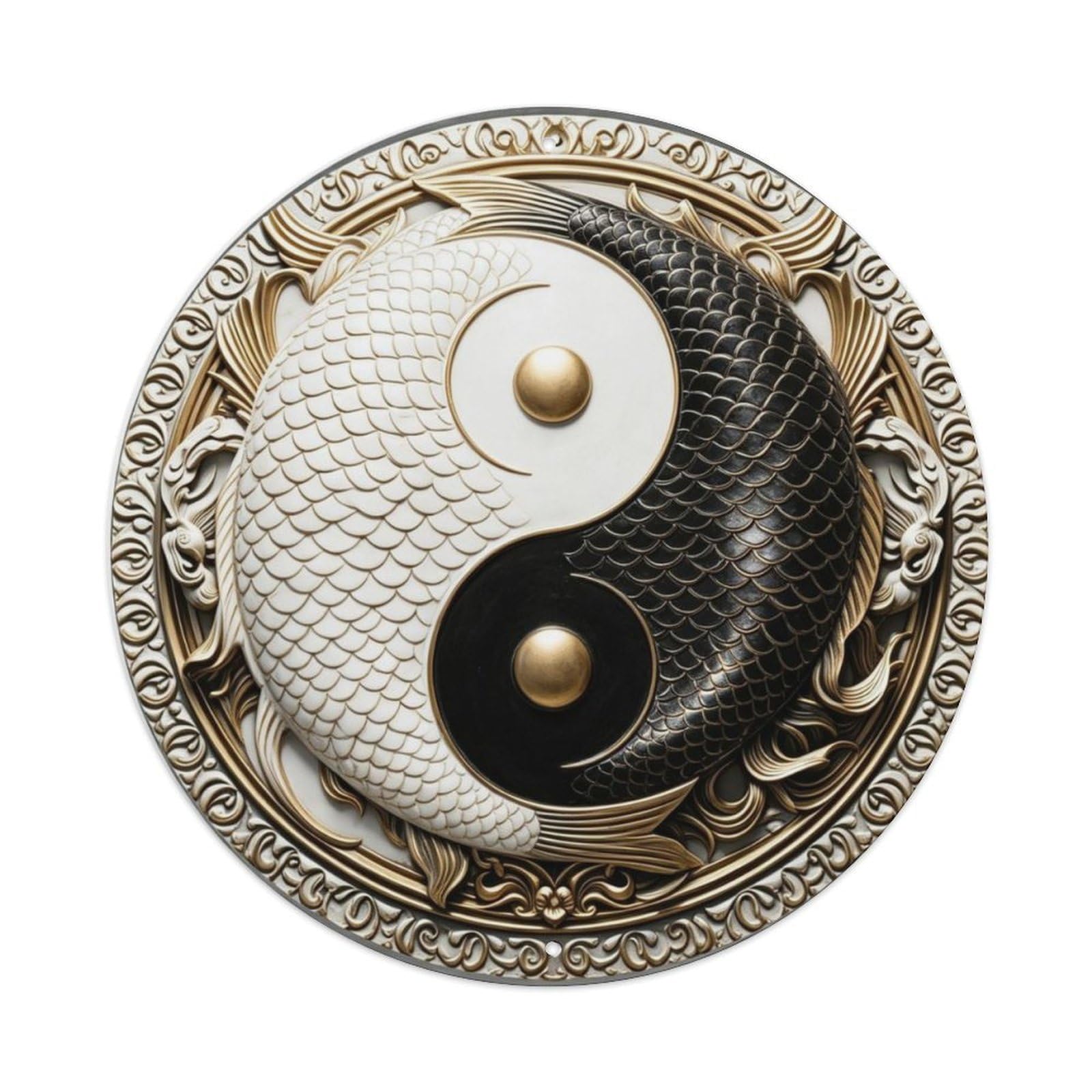Taoist Yin Yang Taiji 3D Relief Metal Tin Sign Plaque