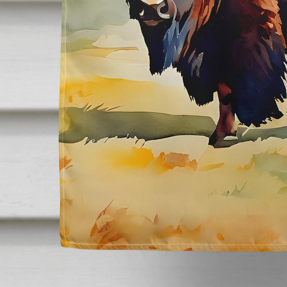 Caroline's Treasures American Bison House Flag Large Porch Sleeve Pole Decorative Outside Yard Banner Artwork Wall Hanging, Polyester, House Size, Multicolor