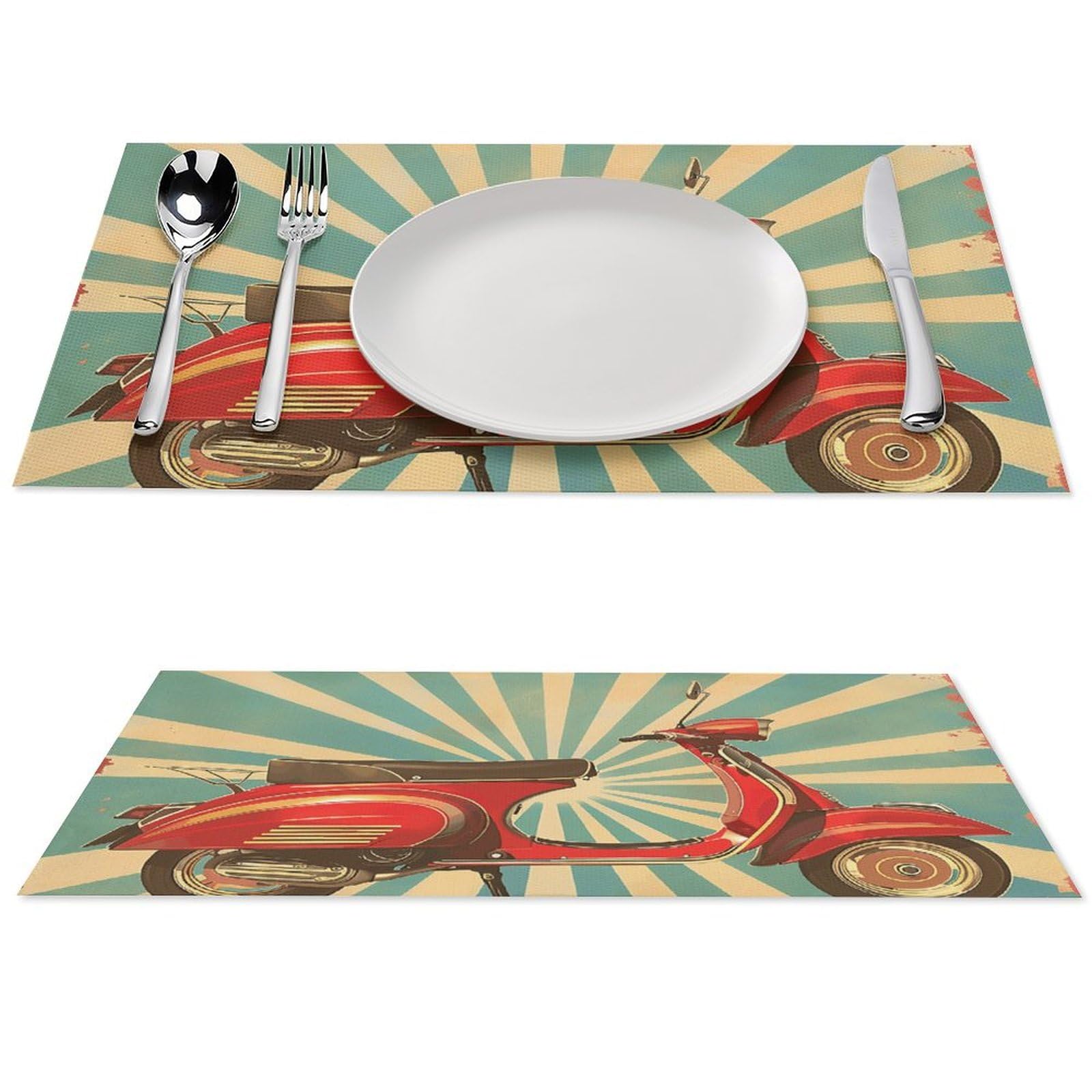Sets de table rouges et marron 45x30 cm antidérapants pour la salle à manger - Lot de 4