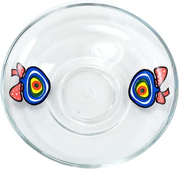 Turkish Glass Saucers 110mm CapeModaPackedSaucers Six Pack with Nazar Decoration