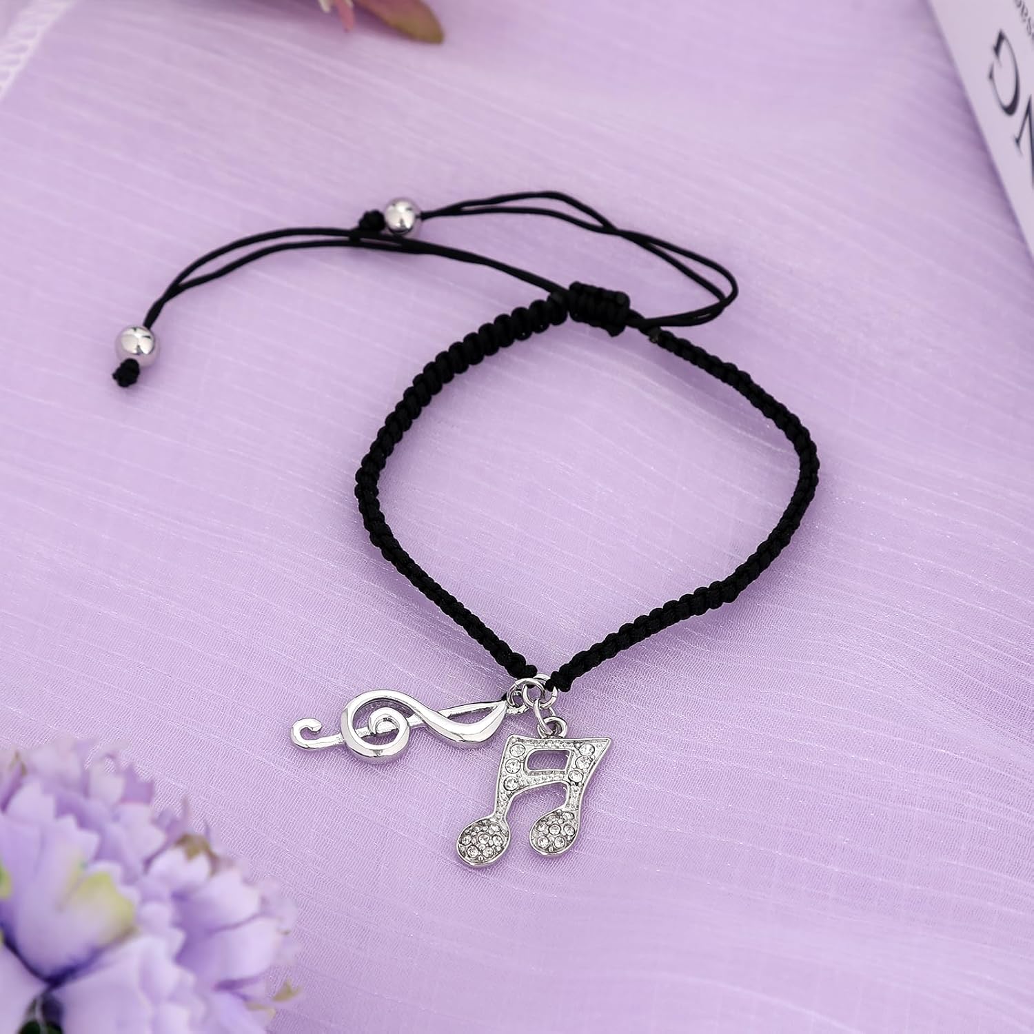 Music Gifts for Women and Men Cubic Zirconia Music Note Symbol Treble Clef Bracelet Appreciation Band Jewelry Concert Essentials for Student Musical Lovers Christmas Thanksgiving Gift - Image 3