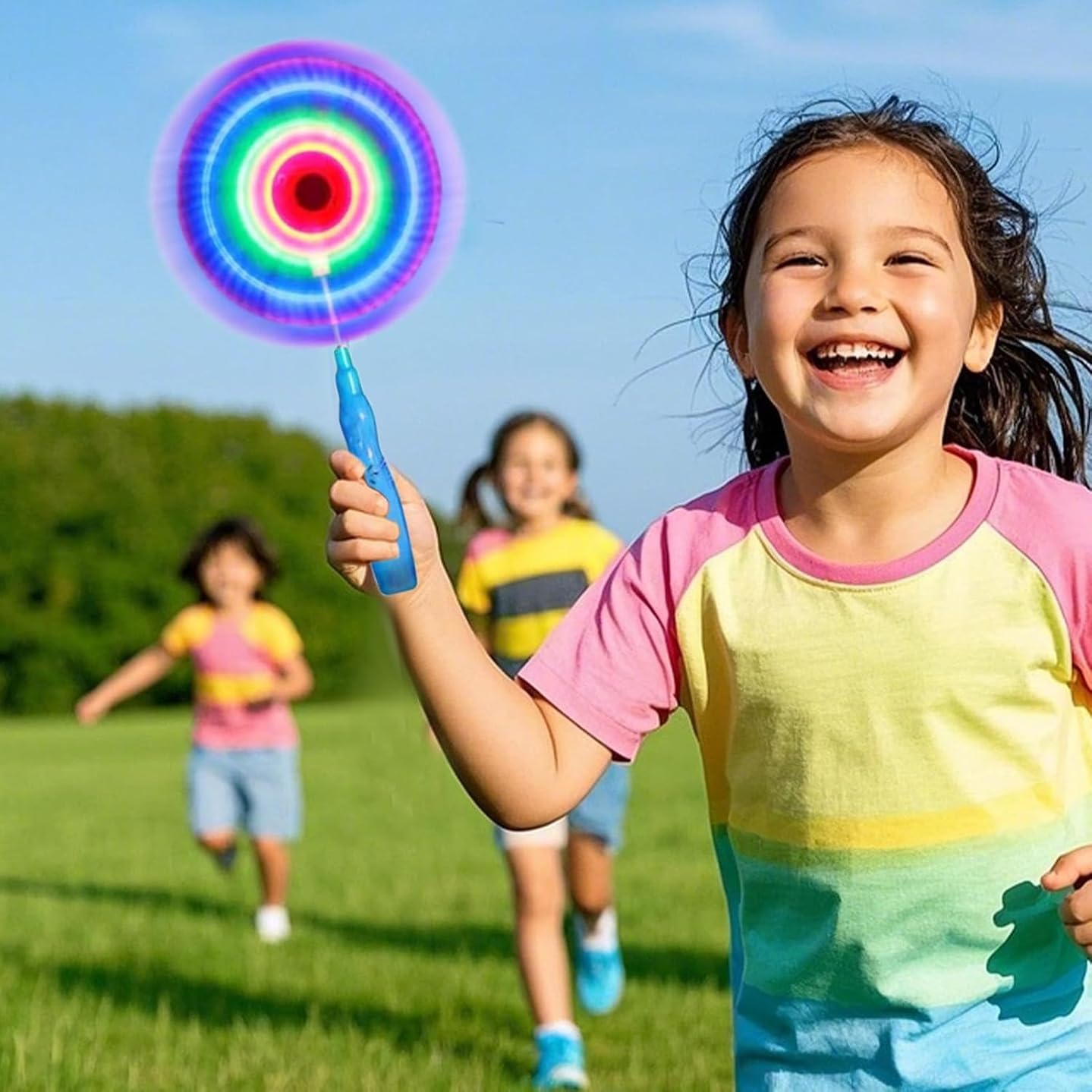 3pcs Molinos de Viento Brillantes, Juguetes de Molino de Viento para niños, Molino de Viento Giratorio con música Colorida, Regalos para Fiesta de cumpleaños de niños, Color Aleatorio