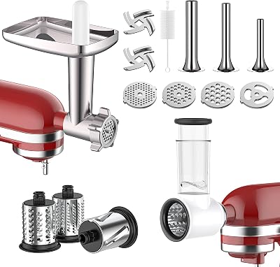 COFUN Accesorios para Picadora de Carne y Cortador de Verduras para Kitchen Aid, Incluye Accesorio para Picar Carne y Juego de Cortadores de Verduras