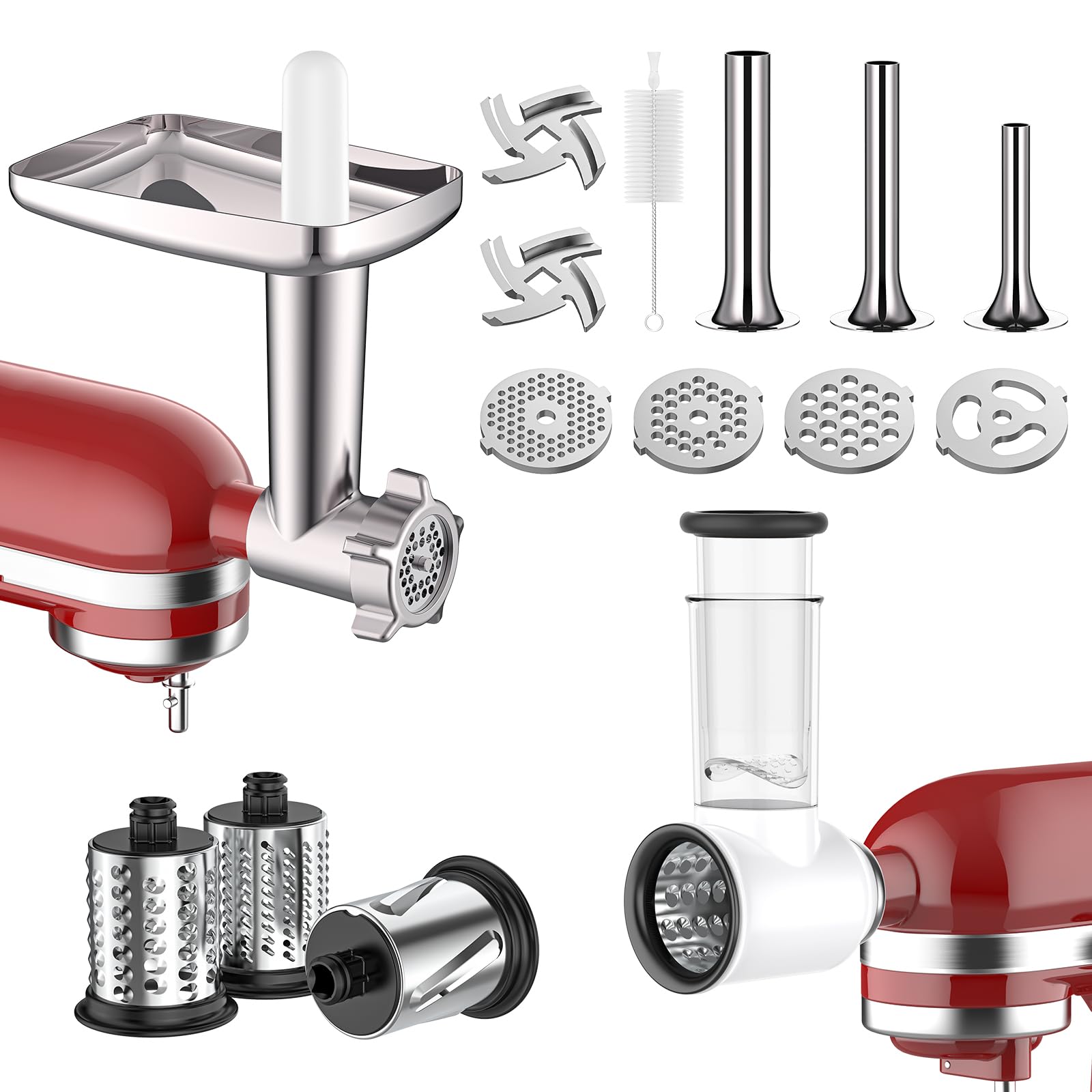 COFUN Accessoires de Hachoir à Viande et Coupe-légumes pour KitchenAid Robot Pâtissier, Comprend un Accessoire pour Kitchen Aid Hachoir à Viande et un Ensemble de Coupe-légume