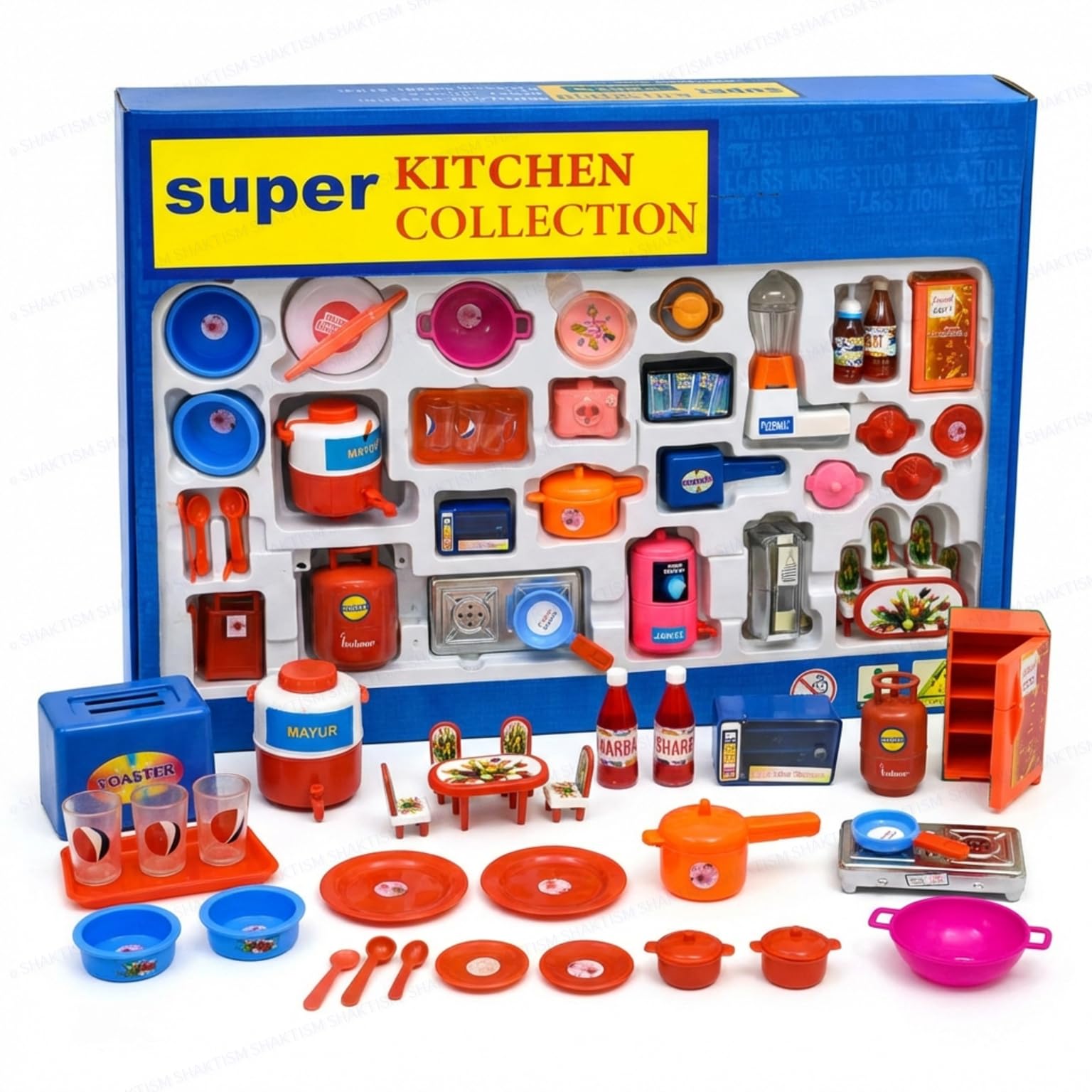 Super Kitchen 36 Pcs Mini Utensils & Plastic Non-Toxic Indian Kitchen Set for Kids | Stainless Steel Role Play Kitchen Toys with Chakla Belan | Pretend Play Master Chef Kitchen Set-image-26