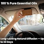 Car Air Freshener with Premium Leather Visor Clip, North American Alder Wood Scent Diffuser, Refillable Solid Wood Odor Eliminator for Vehicle Cabin, Truck & SUV, No Liquid, No Mess(Gilded Petals)