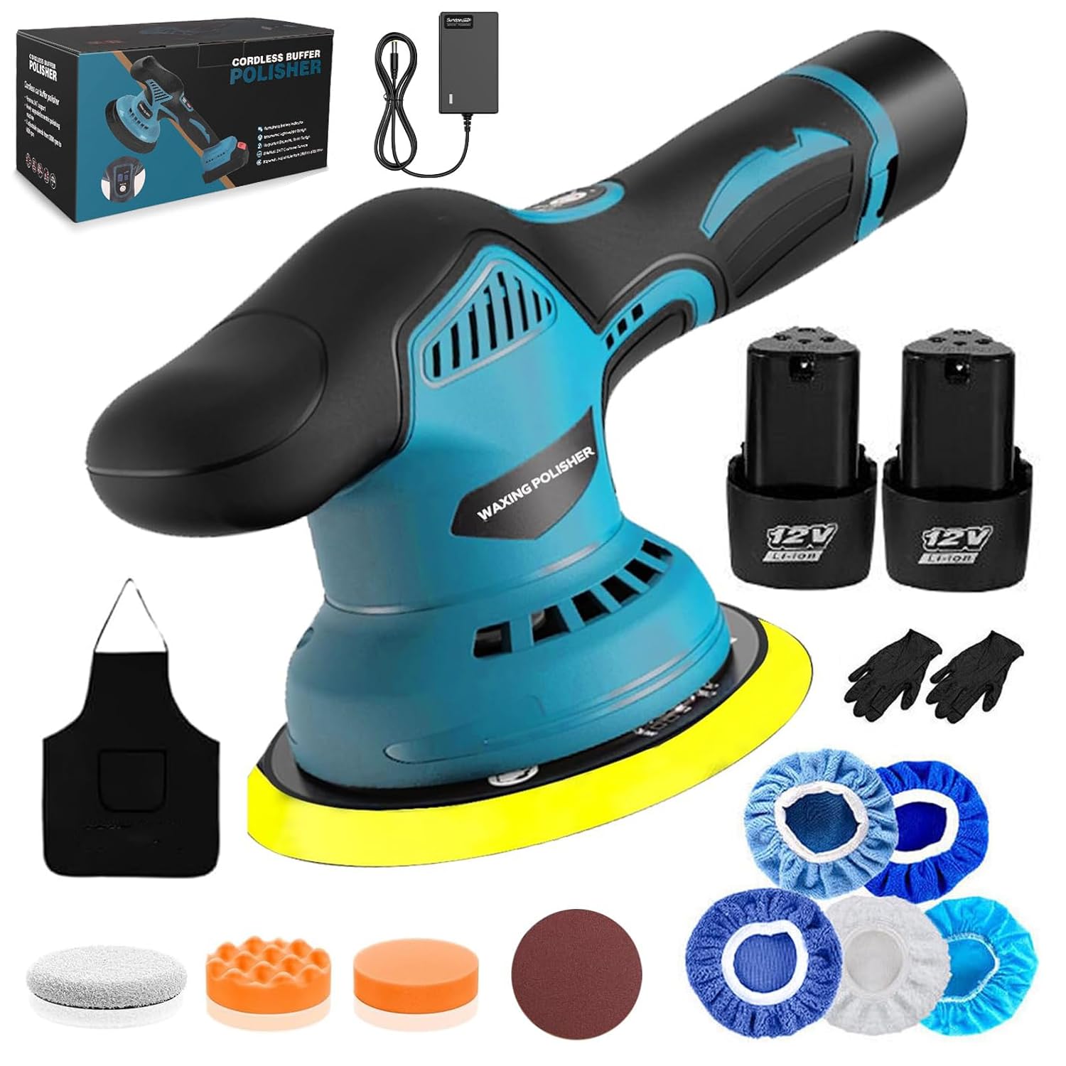 Victoam 150mm Car Polisher, 8 Adjustable Speeds, 2500-6000 RPM Polishing Machine, Cordless Car Polisher for Waxing Polishing Paint Removal Rust Removal (with 2 x 2.0 Ah Batteries)