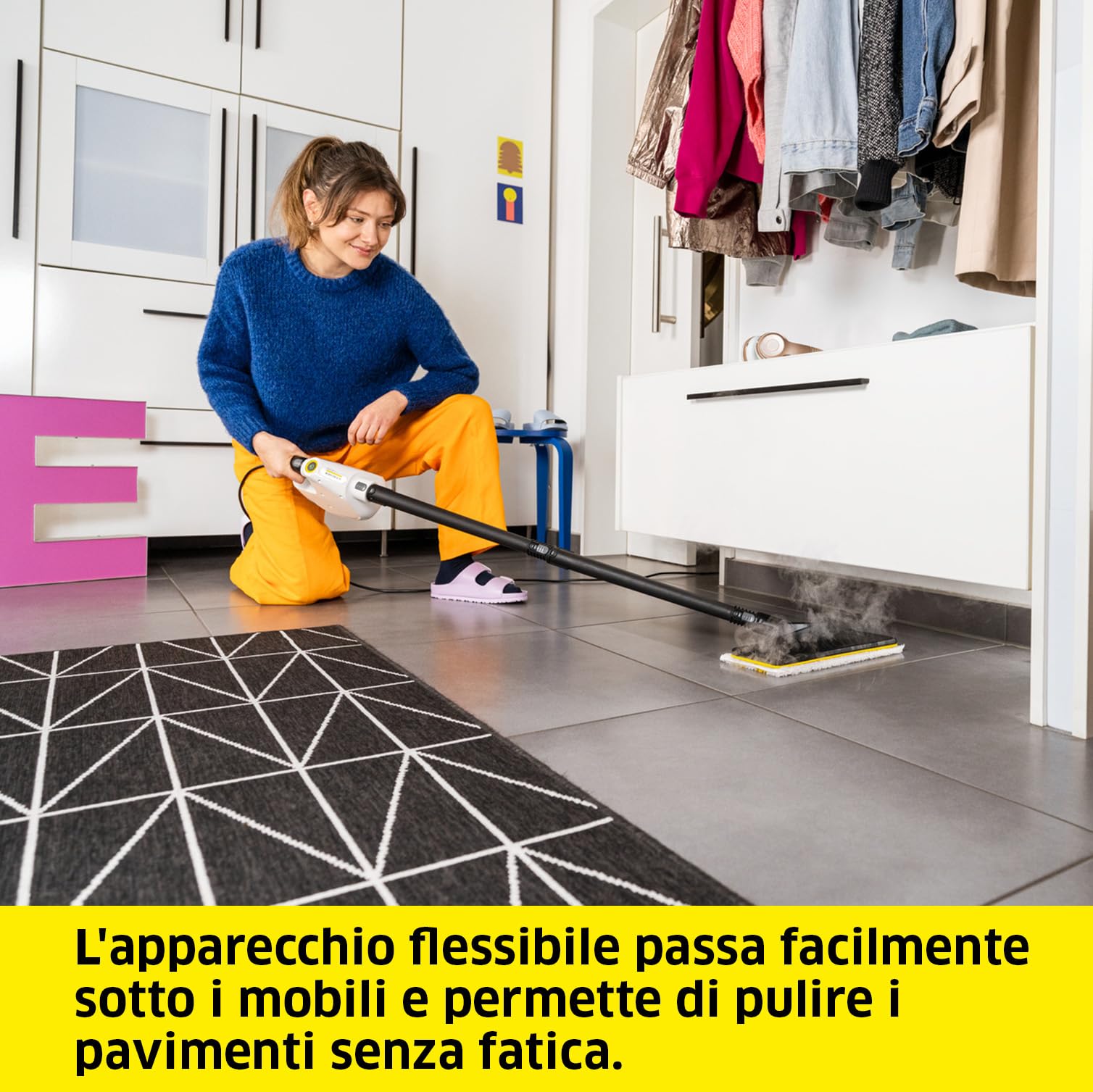 KÄRCHER Pulitore a Vapore SC 1 Multi & Up, Tempo di riscaldamento: 30s, Potenza di riscaldamento: 1.300 W, rimuove fino al 99,99% di germi e batteri, Potenza superficiale: 30 m², Serbatoio: 200 ml