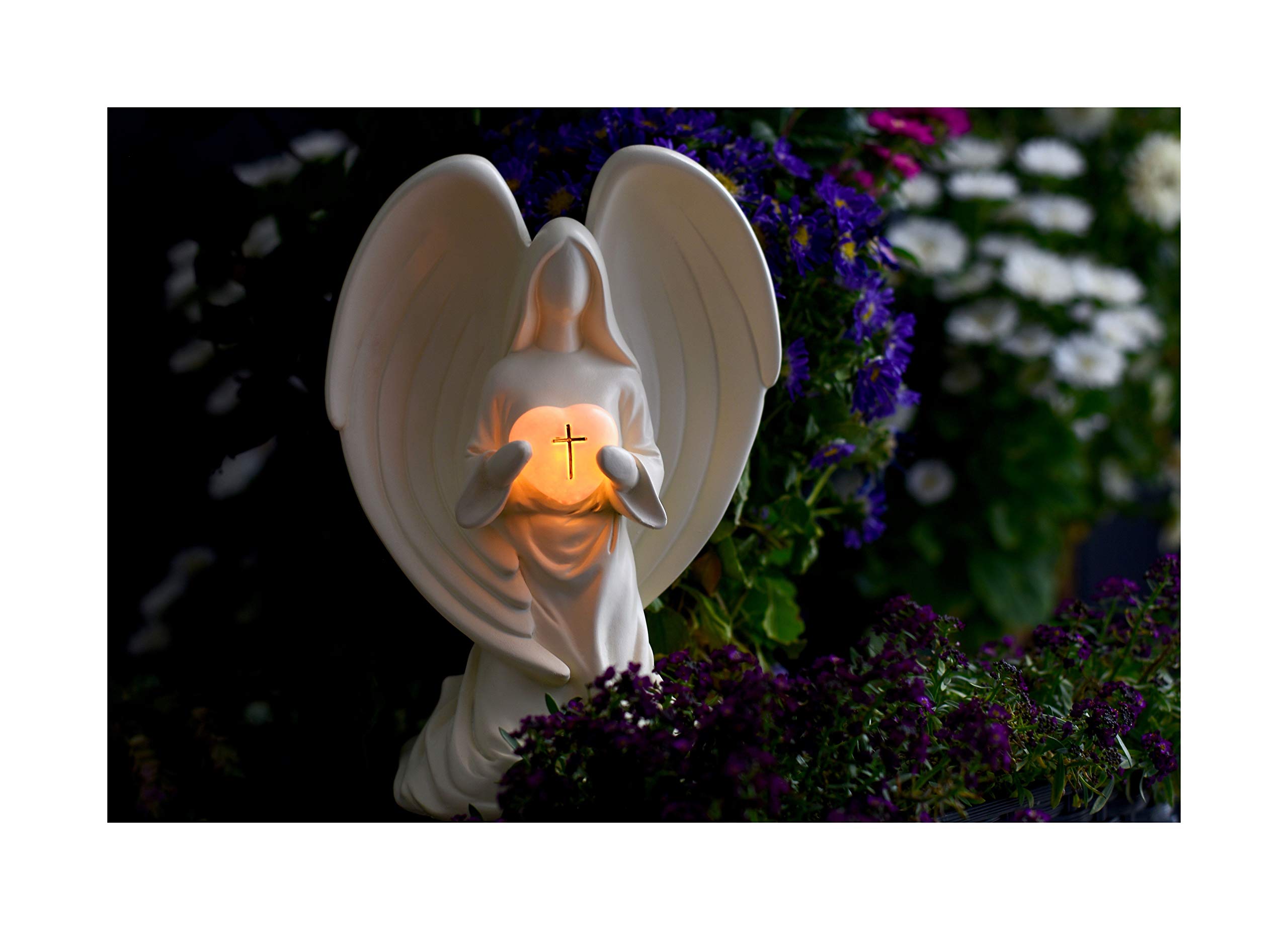 Solar Light Angel Statue Unique Sympathy Gift Remembrance for Funeral Memorial Service to Comfort Grieving in Loving Memory of Loss of Loved One with Condolences Card Natural