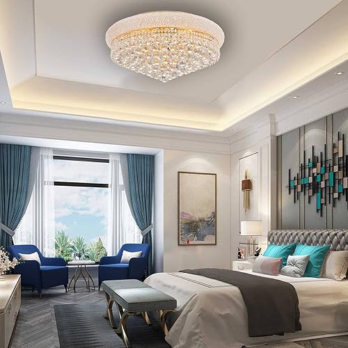 Miniatura 7 de Lámpara de techo con 11 luces con acabado dorado, estilo imperio clásico K9, lámpara de techo para sala de estar, vestíbulo, comedor, pasillo,