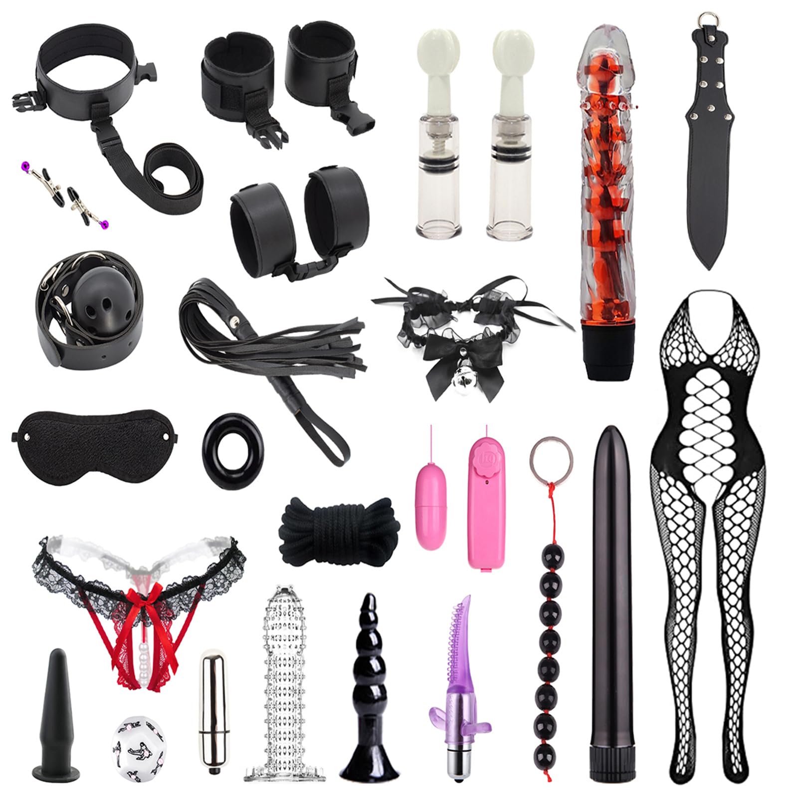 (25PCS) Material de Buceo Pareja Juguete Conjunto B'D'S'M Ajustable para Todas Las posicionesB34-25 (Negro)