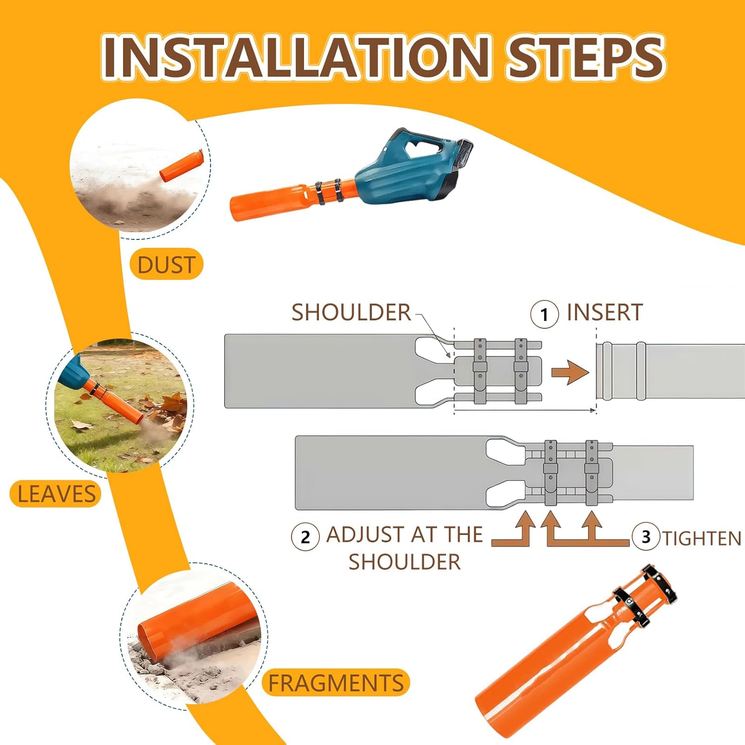 Leaf Blower Air Booster,Universal Leaf Blower Nozzle Attachment – Cordless Air Booster for 2-4 Inch Blower Tubes, Effortless Installation Airflow Accelerator for Yard Cleanup - Image 4