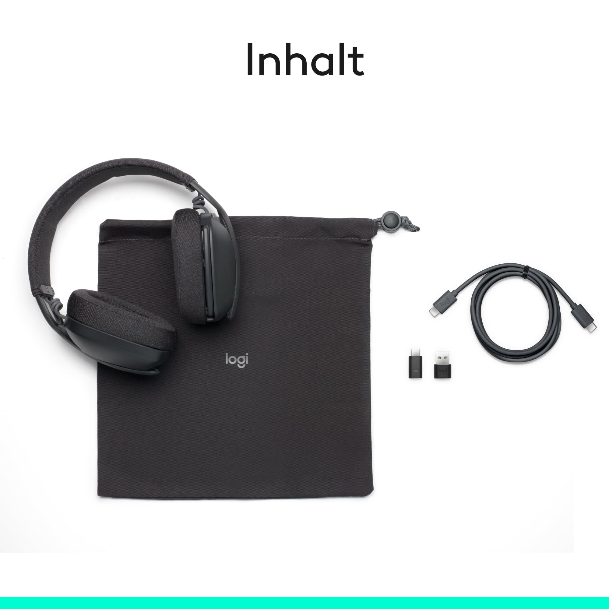 Logitech Zone Vibe Wireless Bluetooth Headset mit Mikrofon mit Geräuschunterdrückung, USB-A, USB-C, für Google Meet, Google Voice, Zoom, Mac/PC - Graphit
