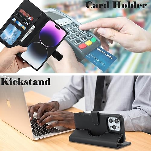 Miniatura 6 de Havaya Magsafe - Funda tipo cartera para iPhone 14 Pro, compatible con iPhone 14 Pro, funda tipo cartera para hombre, con tarjetero y tapa, funda de