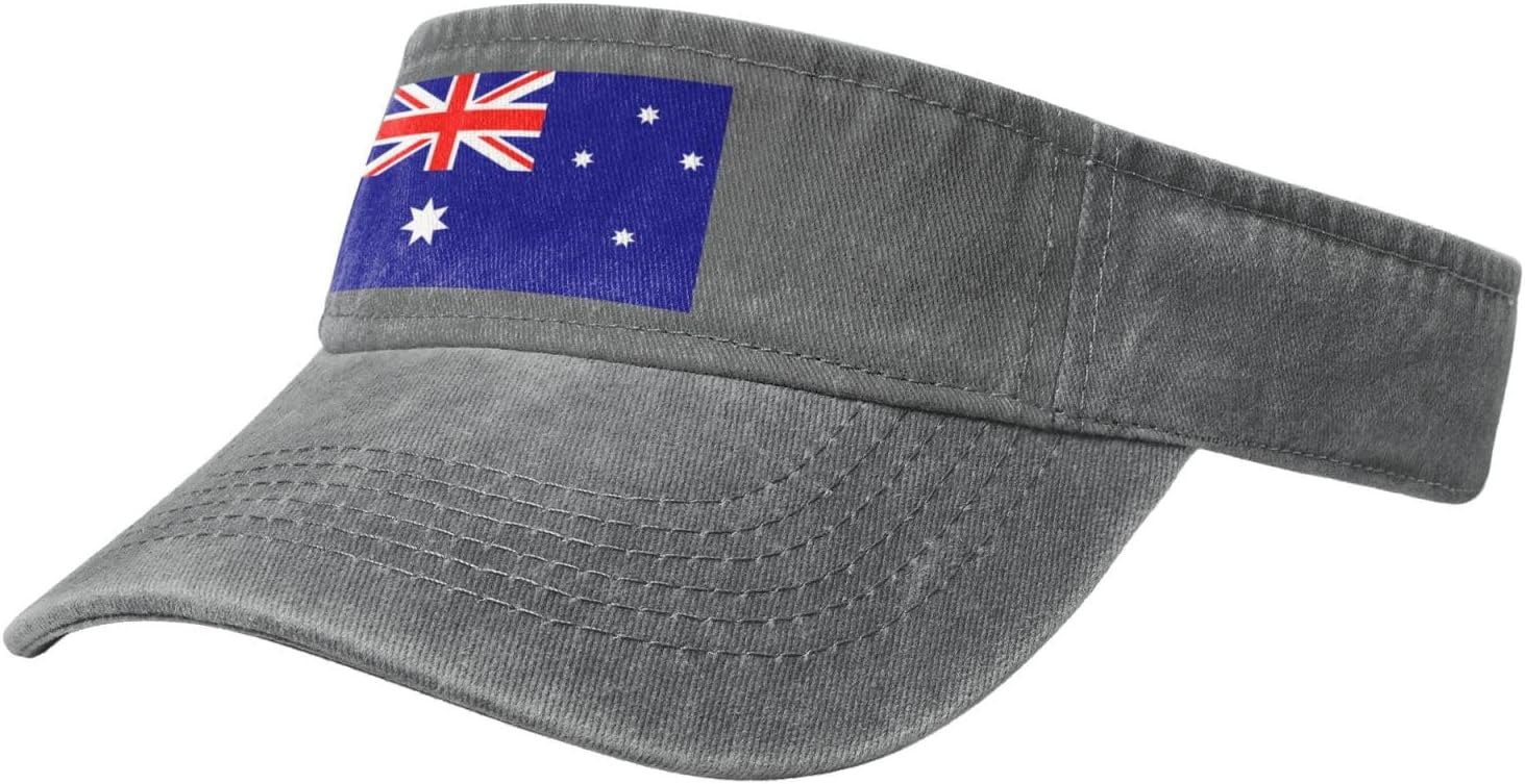 Sun Hats for Men Women Summer Sport Empty top Baseball Cotton with for Beach, Summer, Australian Flag Black