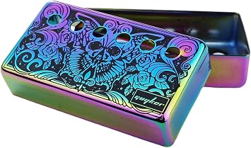 Guyker Humbucker Pickup Cover 50mm/52mm Pole Spacing Cupronickel Bridge and Neck Pickups Frame Set Replacement Parts for Les Paul LP Style Electric Guitar, Butterfly Style, PC003 Rainbow Chameleon