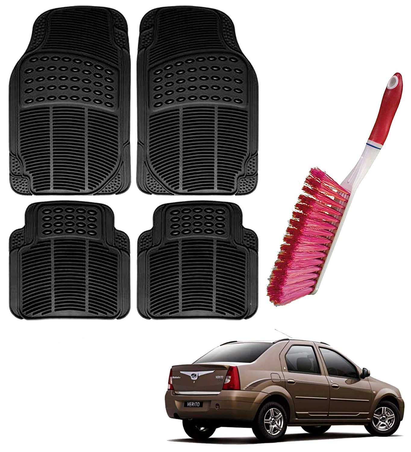 Riderscart AntiSlip Car Mat Brush for Verito, PVC Rubber Foot Car Mat Brush for Verito, Car Mat
