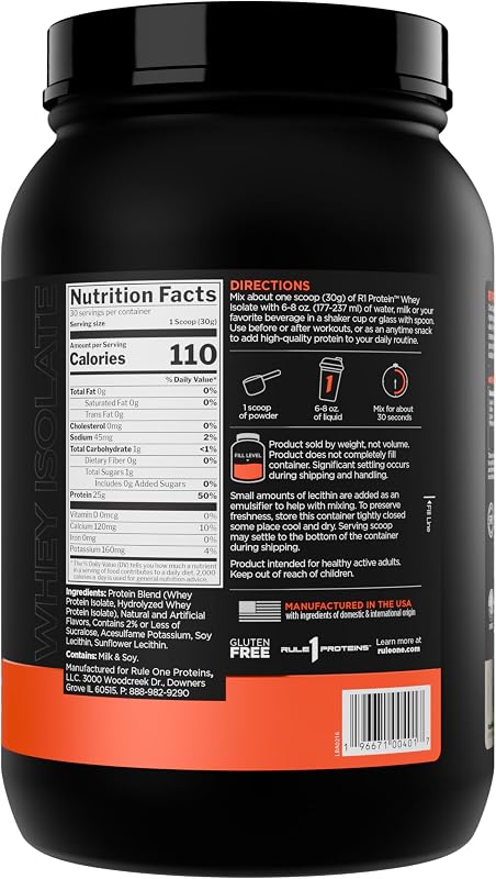 Rule 1 Proteins R1 Protein Whey Isolate, Vanilla Créme, 30 Servings image 2