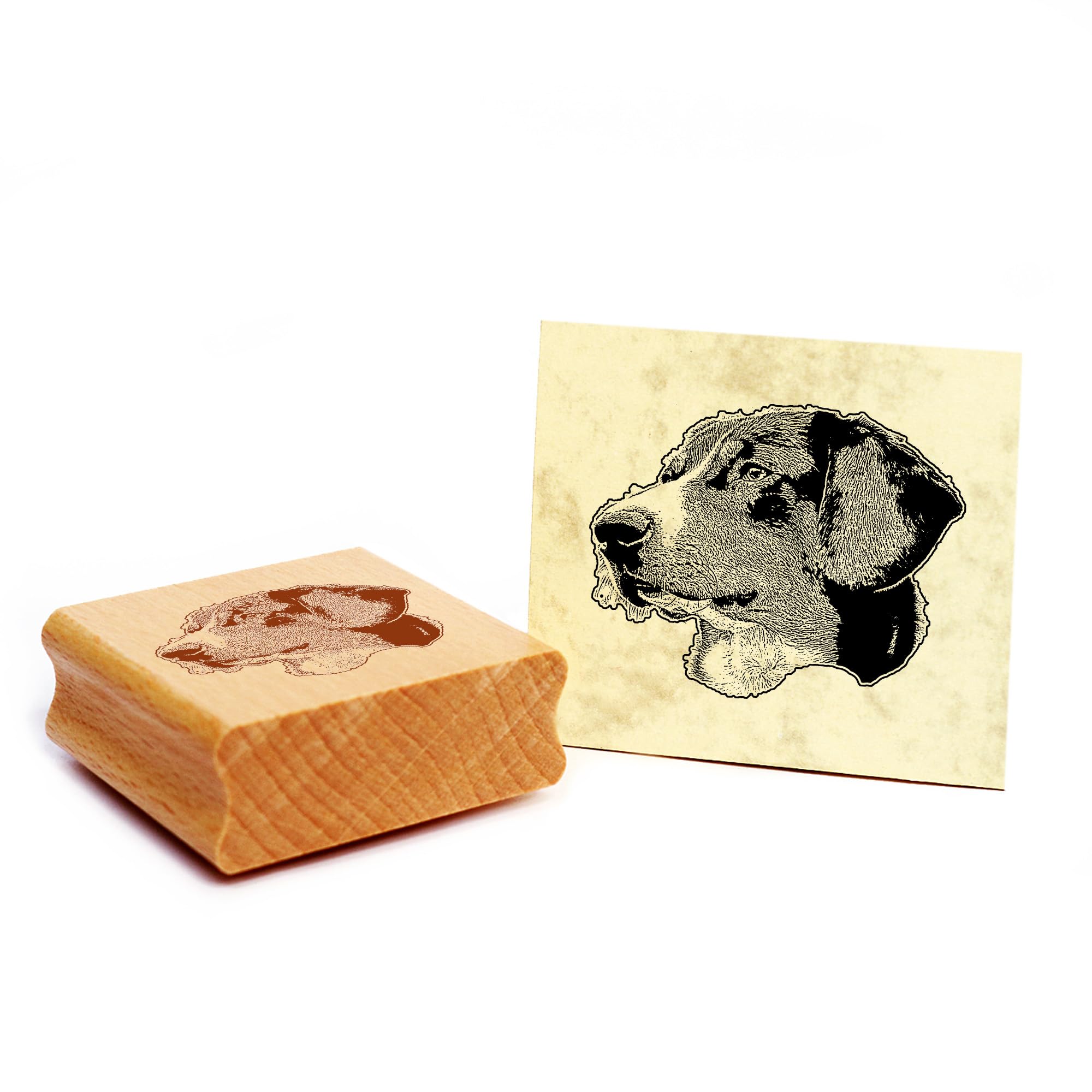 Dekolando Motif Stamp Duck Book, Mountain Dog, Wooden Stamp 48 x 39 mm
