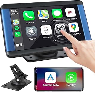 2023 Newest Portable Wireless Carplay Car Stereo with Touch Screen, 7" HD Screen Display, Android Auto, Bluetooth, Dash Mount, Mirror Link, GPS Navigation Head Unit, Car Audio Radio Receiver