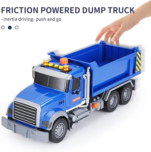 Miniatura 5 de haomsj Camión volquete grande de juguete iluminado y movible, camión de basura para empujar y llevar, auto de plástico de playa, vehículos de