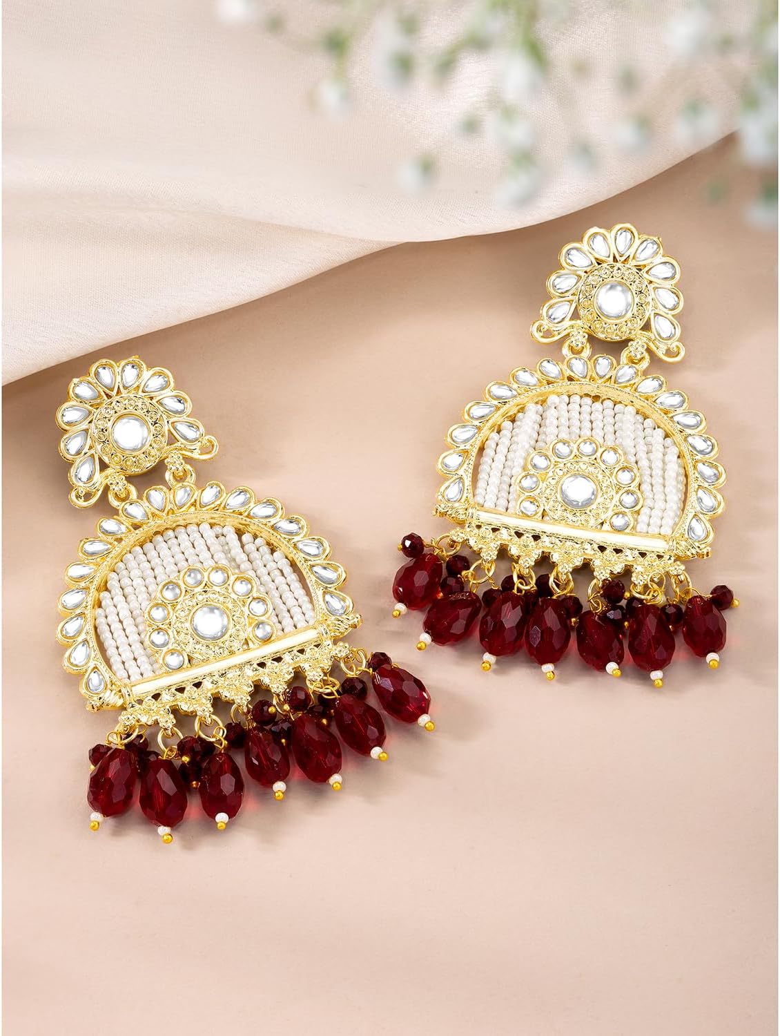 Aheli Kundan & Beads Studded Dangle Earrings Ethnic Jewellery Gift for Women