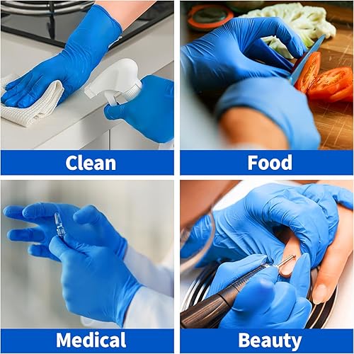 Miniatura 5 de Supmedic Medical Nitrile Exam Gloves, 5 mil Chemo-Rated Powder-Free Food Safe Cleaning Disposable Glove Blue 1001000Pcs