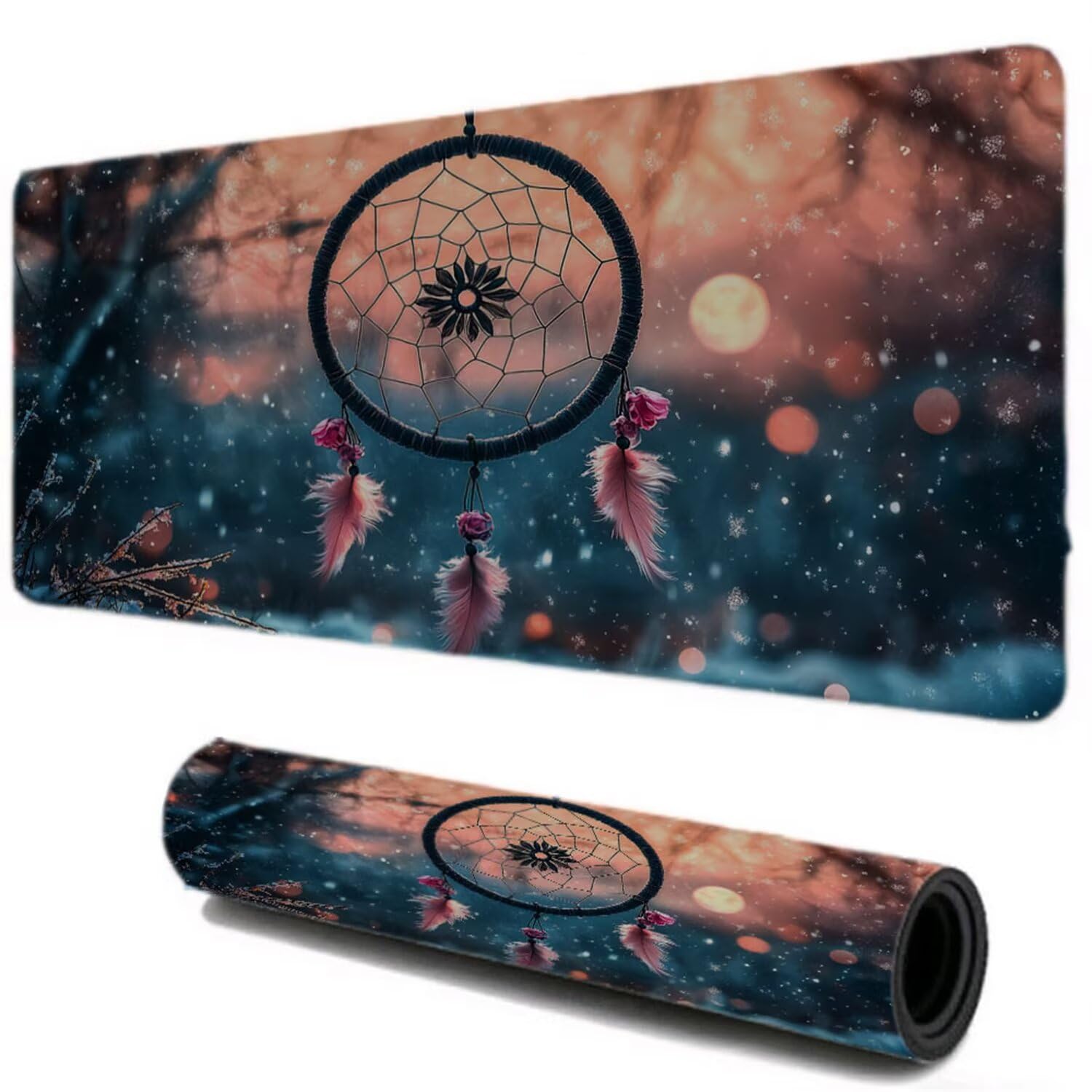 Podkładka pod mysz, podkładka na biurko do gier XXL 1200x600, zimowa podkładka pod mysz podkładka pod mysz, podkładka pod mysz, zszyte krawędzie antypoślizgowa gumowa podstawa, akcesoria do biura