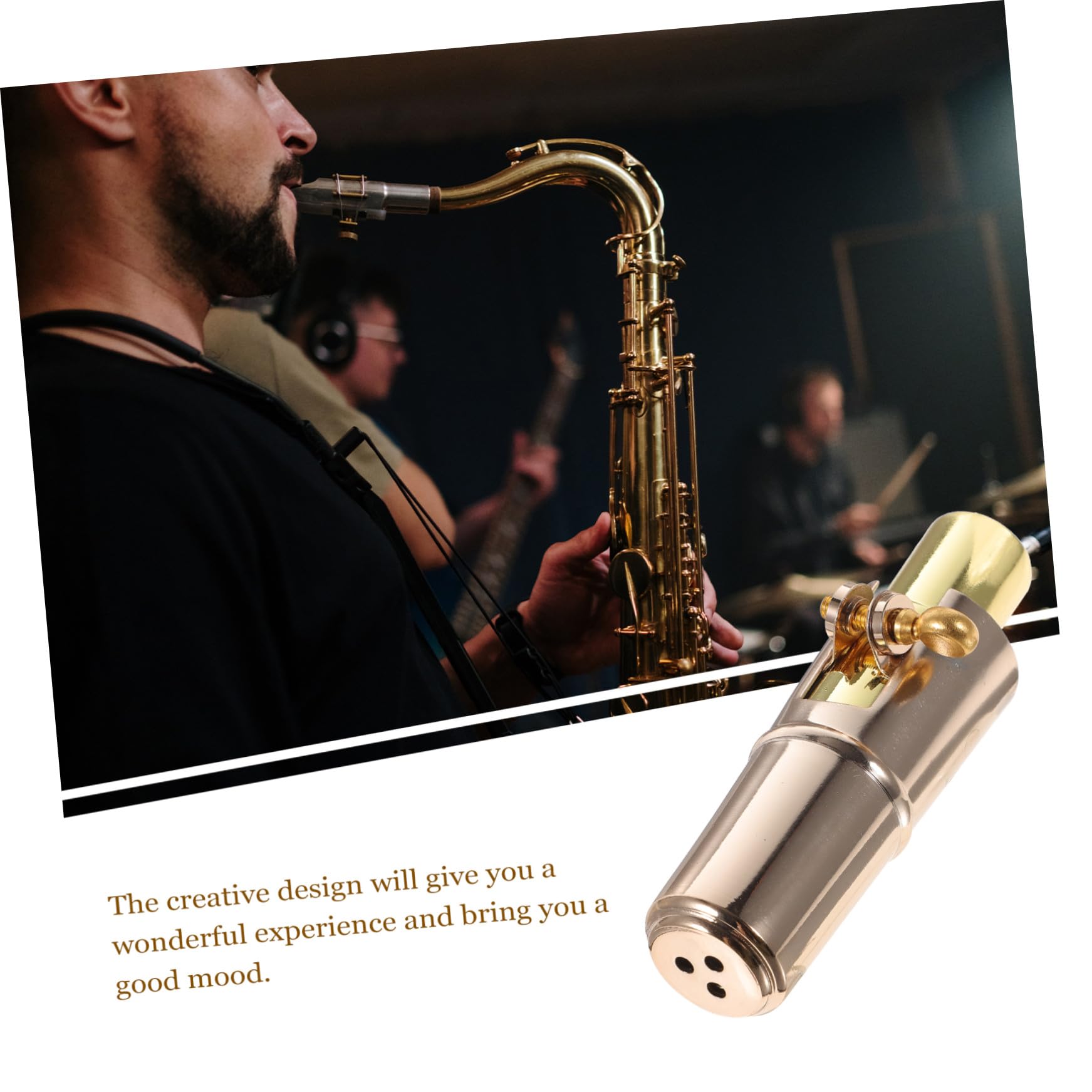 Bocchino Sax Oro in Metallo e Legno, Accessorio per Sassofono | Legatura Robusta e Antiusura, Design Semplice e Creativo, Set con Fermo per Ancia