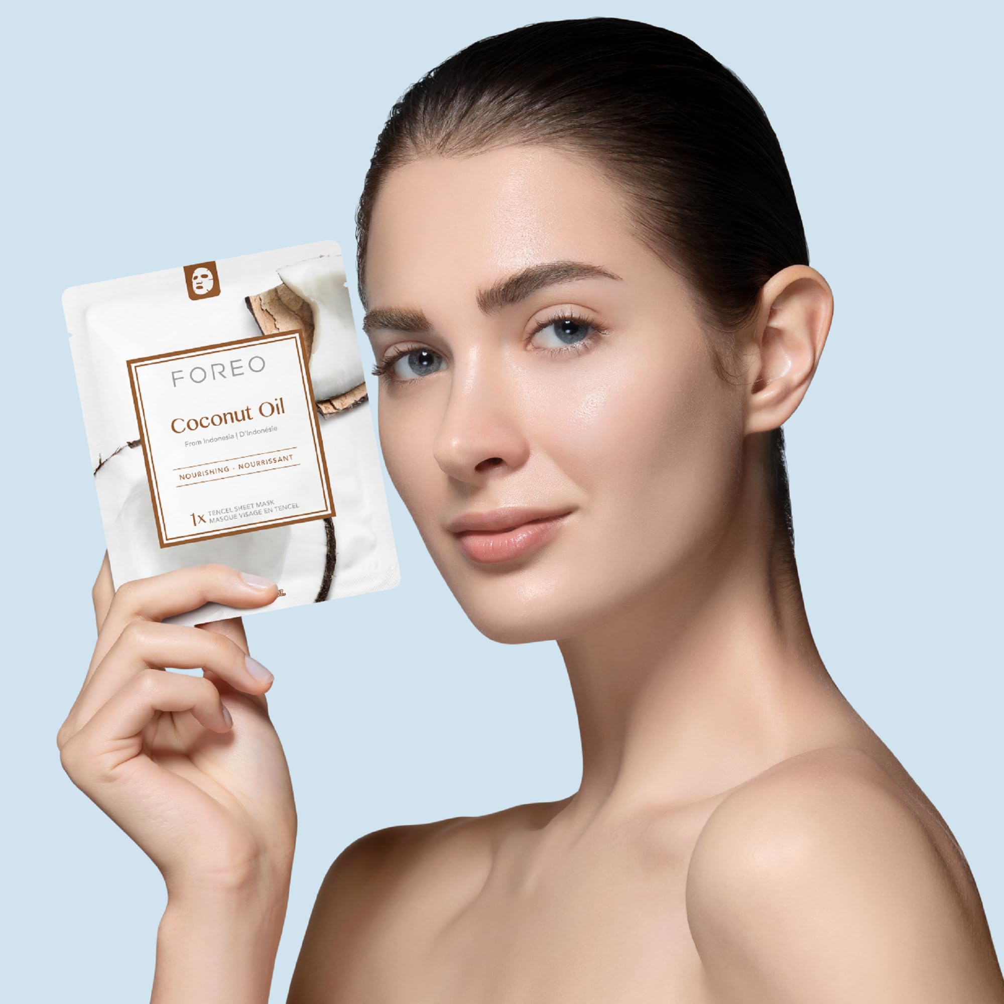FOREO Coconut Oil Nourishing Sheet Mask for Dehydrated Skin, 3 pack, Deeply Moisturizing Clean Formula, Cruelty-free, Compatible with UFO devices