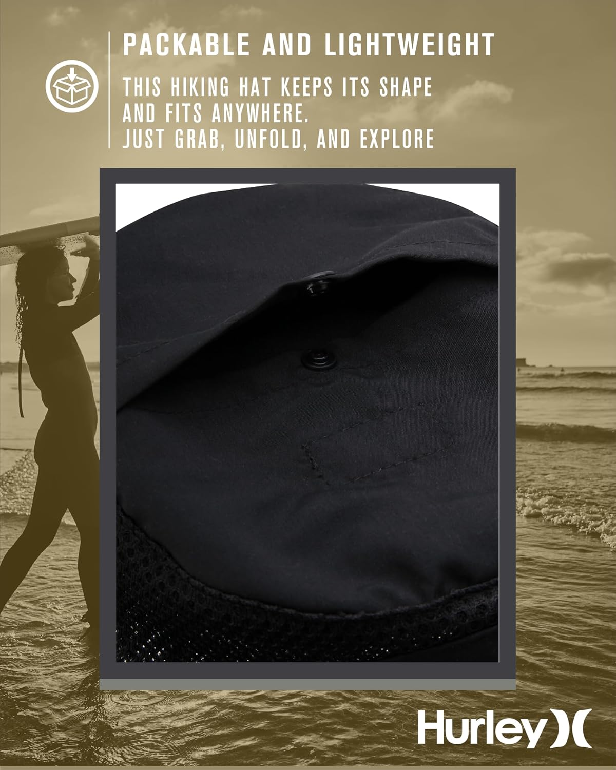 Hurley Men's Boonie Hat - Moisture Wicking and Packable Full Brim Sun Hat UV Protection for Fishing, Hiking, and Safari - Image 5