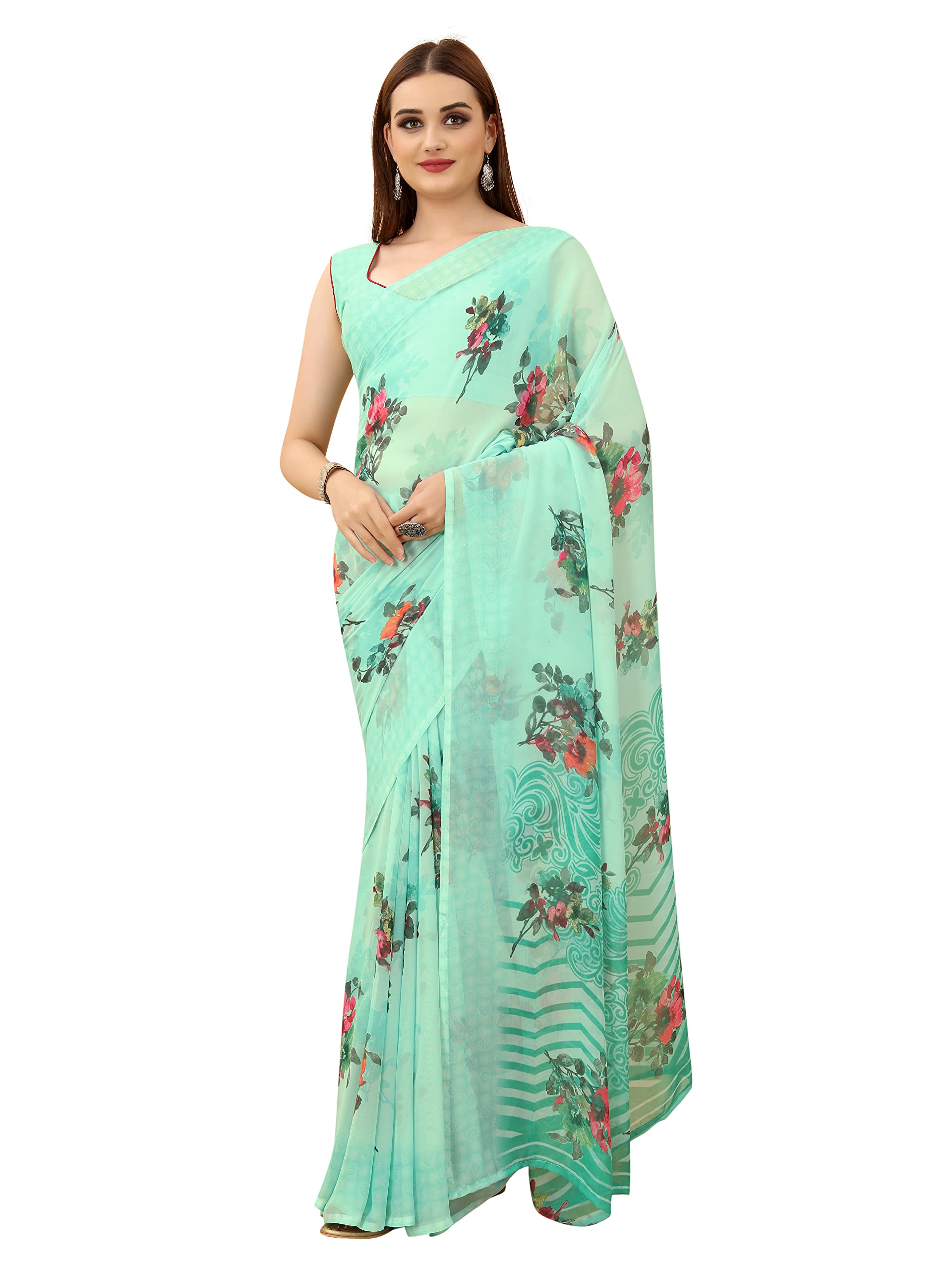 EVANTA Women's Georgette Saree With Unstitched Blouse Piece (EV-Essanya-20_Variation)