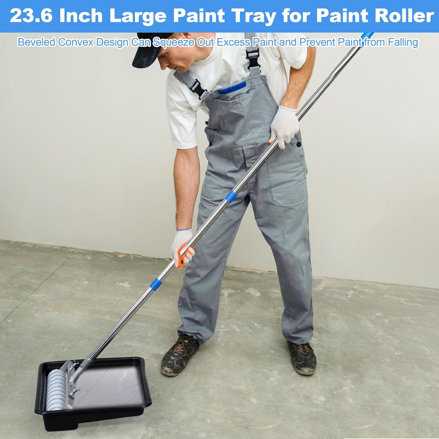 12 Pcs 18 Inch Paint Roller Kit, 12-18" Adjustable Roller Frame & Extendable Pole, Large Paint Roller Sleeves with Tray, Ceiling Paint Roller Set for Walls