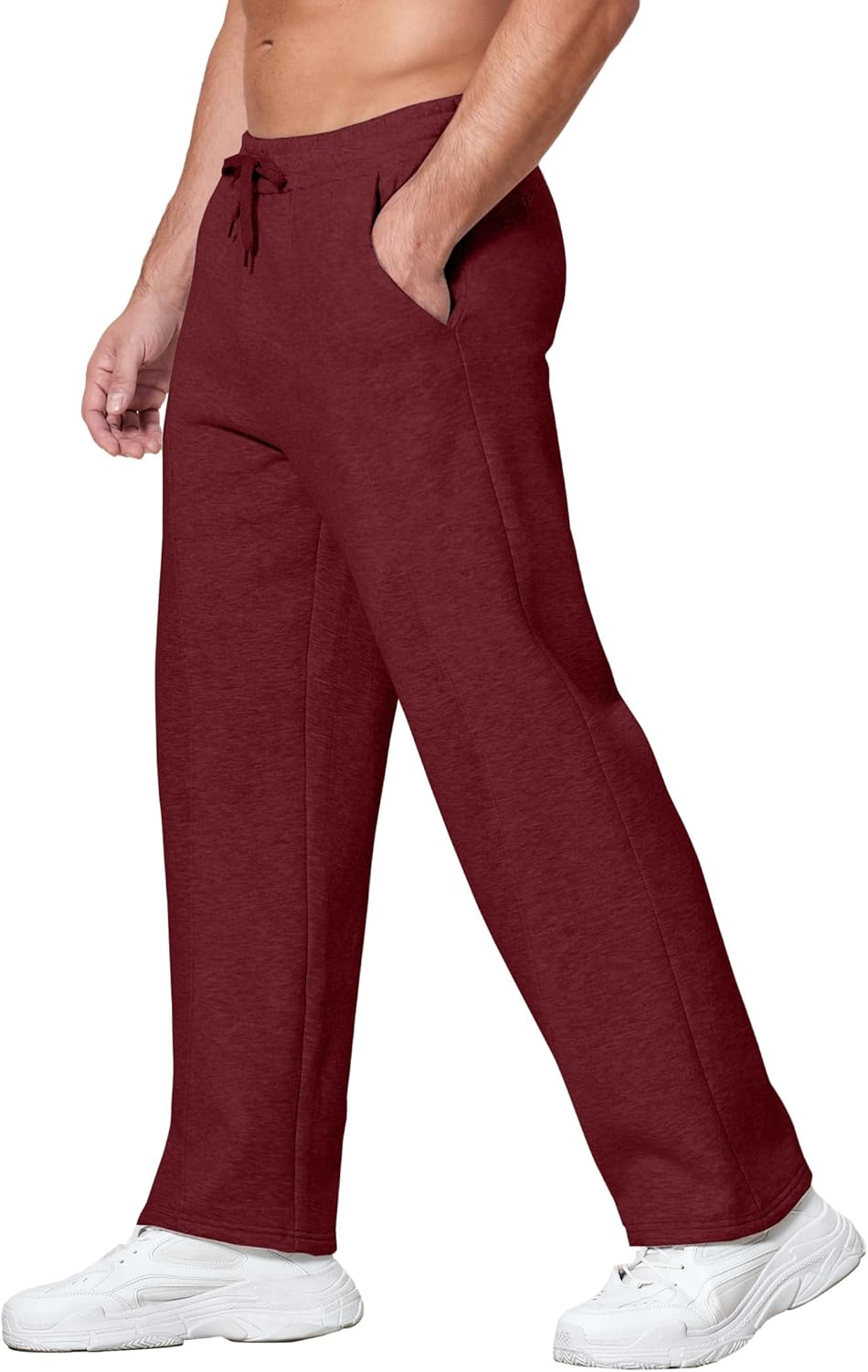 Deyeek Men's Fleece Lined Sweatpants Open Bottom Straight Leg Sweat Pants for Mens Loose Fit Joggers Sweatpants with Pockets