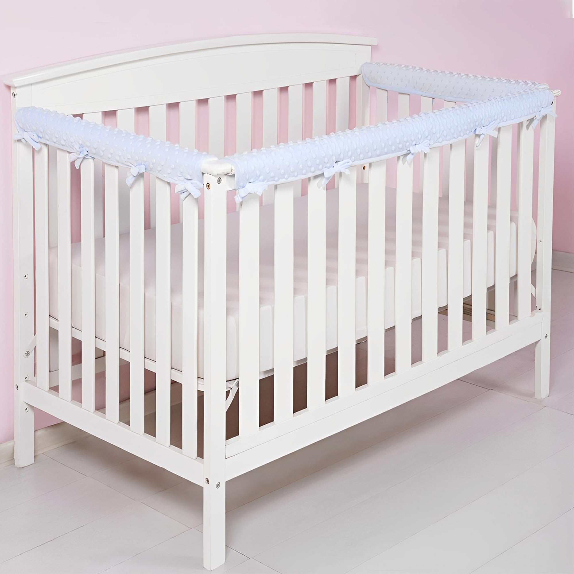 3 Pezzi Copertura di Protezione Della Ringhiera del Bambino, Paracolpi per Lettino per Bambini, Universali Paracolpi Lettino Neonato Imbottito, Coprirerba del Lettino per la Dentizione, Blu