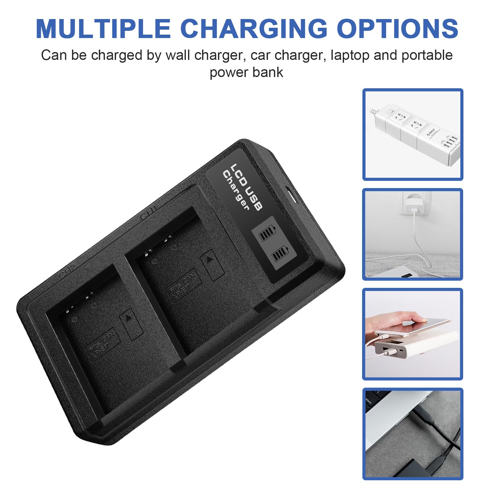 2 Batterie LP-E17 E Caricatore Doppio Per Canon EOS 77D, 750D, M3, M5, Rebel T6i E Altri - Foto 5